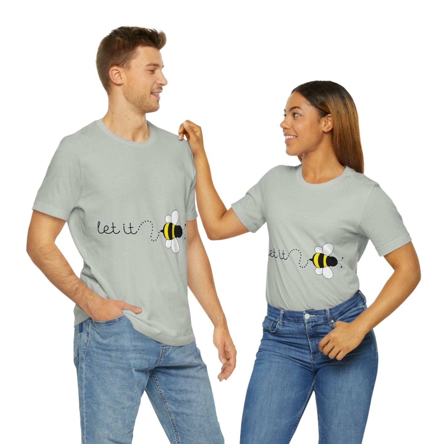 Let it Bee Positive Slogans Unisex Jersey Short Sleeve T-Shirt Ichaku [Perfect Gifts Selection]