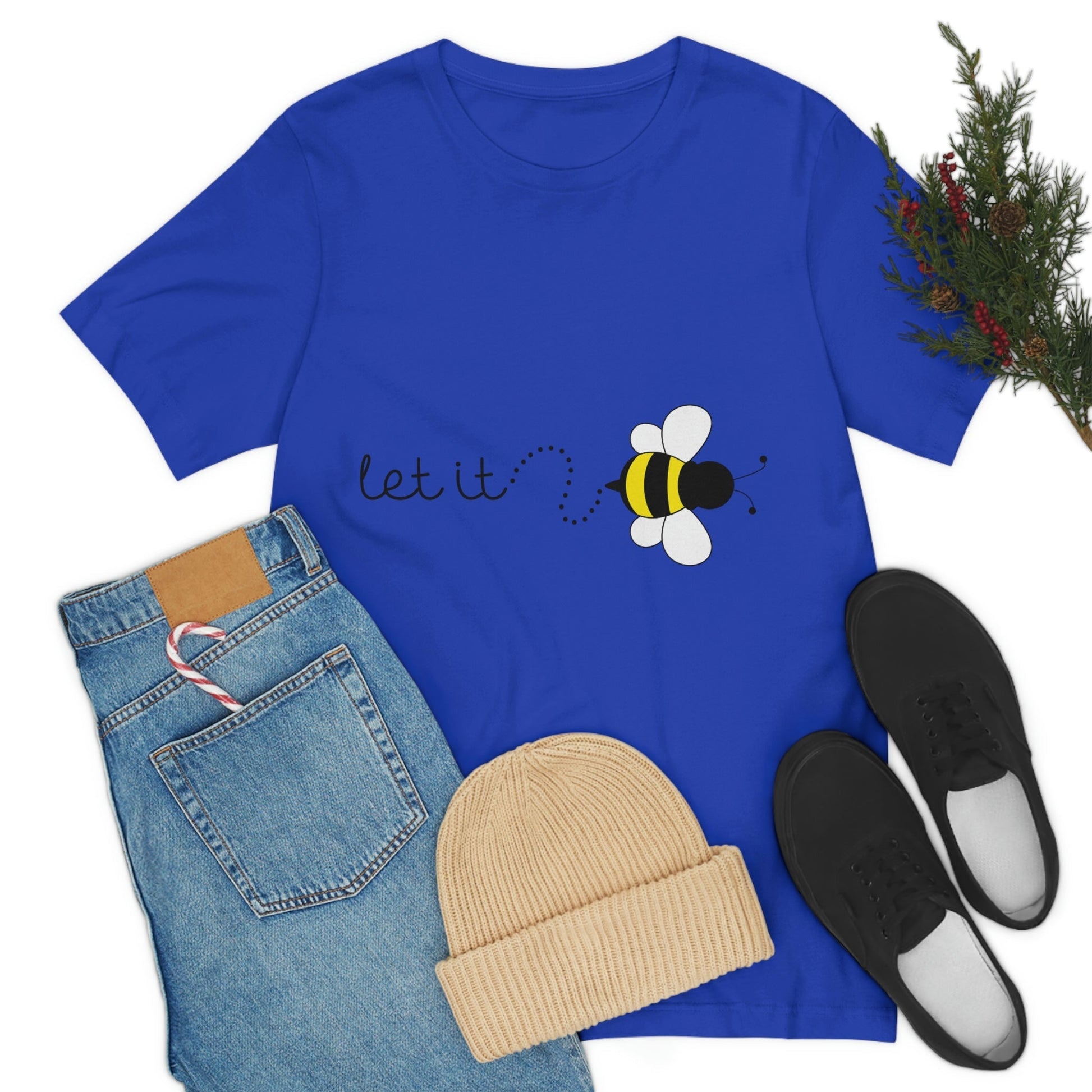 Let it Bee Positive Slogans Unisex Jersey Short Sleeve T-Shirt Ichaku [Perfect Gifts Selection]