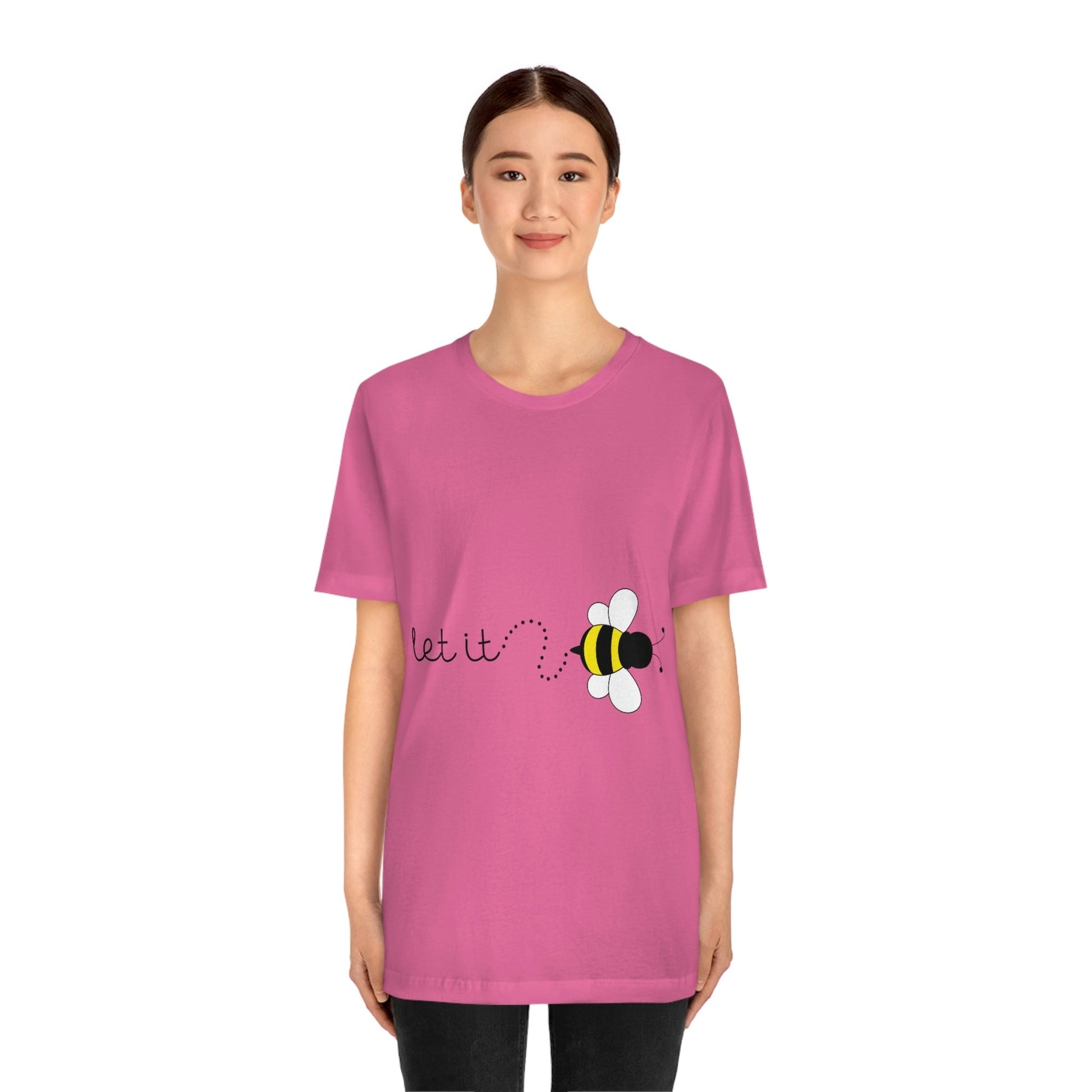 Let it Bee Positive Slogans Unisex Jersey Short Sleeve T-Shirt Ichaku [Perfect Gifts Selection]