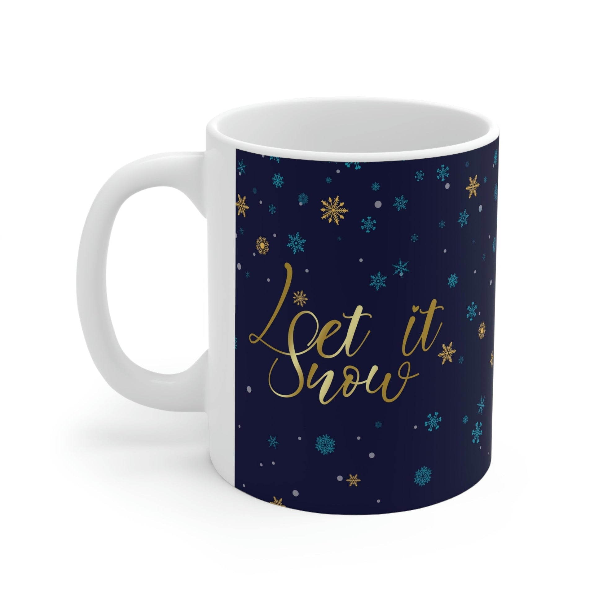 Let it Snow Pattern Christmas Typography Ceramic Mug 11oz Ichaku [Perfect Gifts Selection]