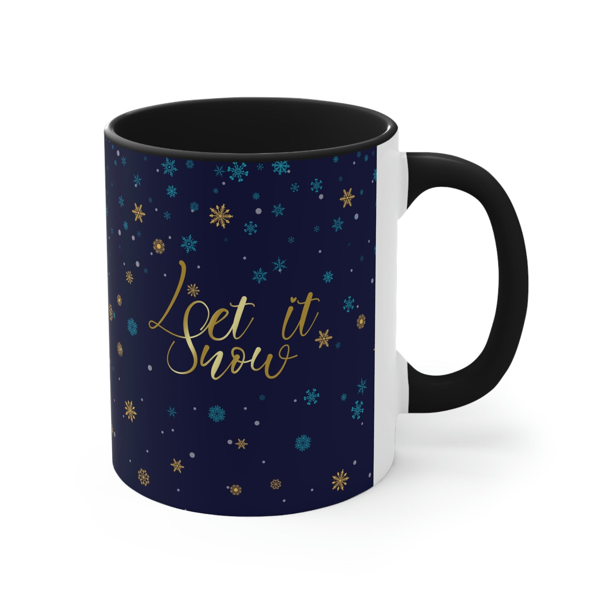 Let it Snow Pattern Christmas Typography Classic Accent Coffee Mug 11oz Ichaku [Perfect Gifts Selection]