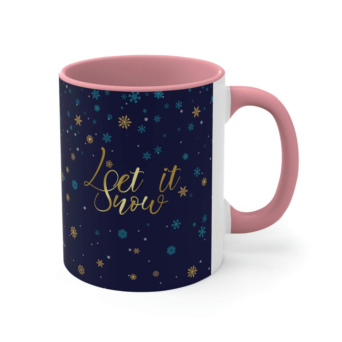 Let it Snow Pattern Christmas Typography Classic Accent Coffee Mug 11oz Ichaku [Perfect Gifts Selection]