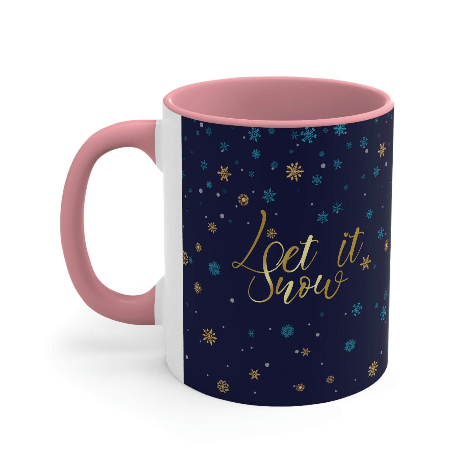 Let it Snow Pattern Christmas Typography Classic Accent Coffee Mug 11oz Ichaku [Perfect Gifts Selection]