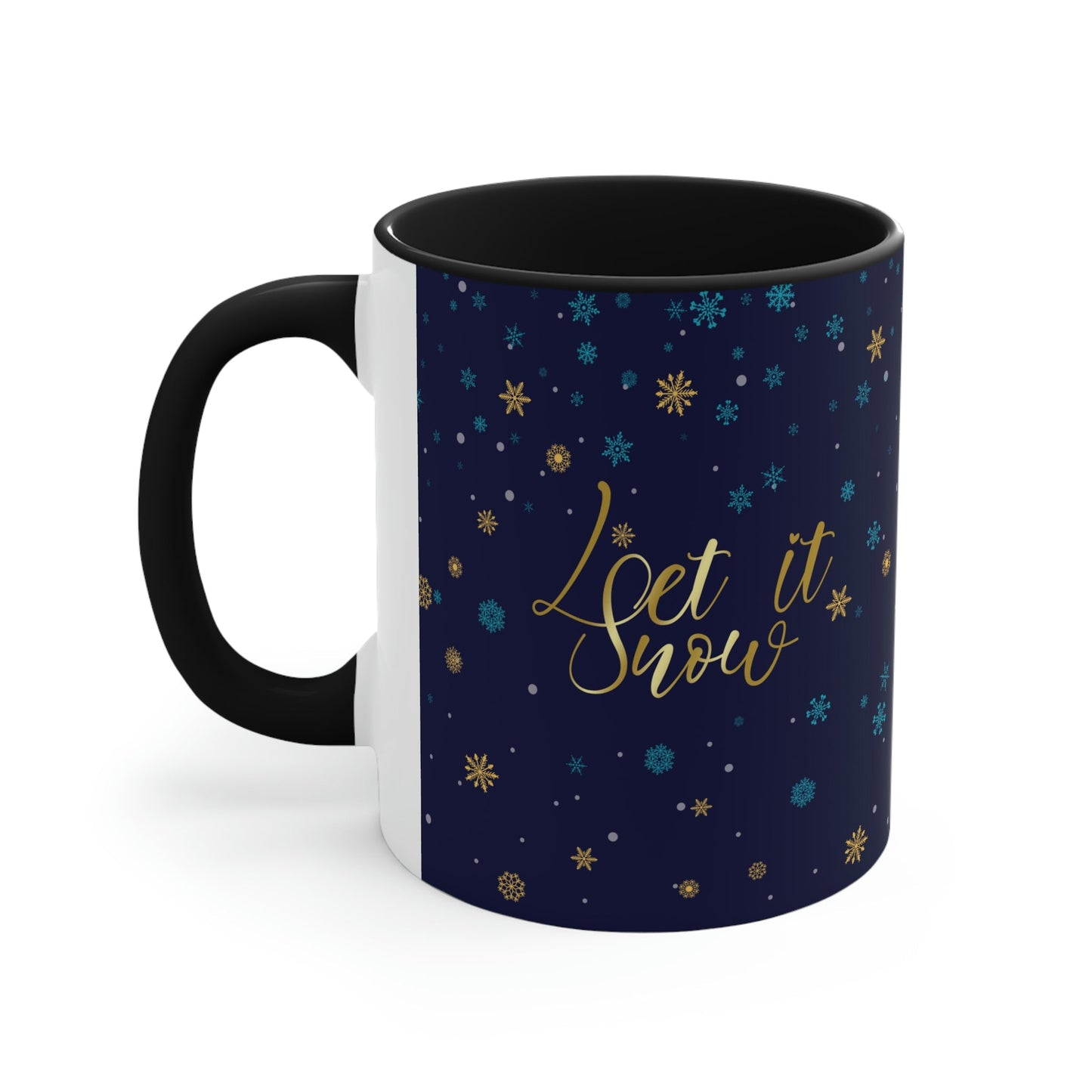 Let it Snow Pattern Christmas Typography Classic Accent Coffee Mug 11oz Ichaku [Perfect Gifts Selection]