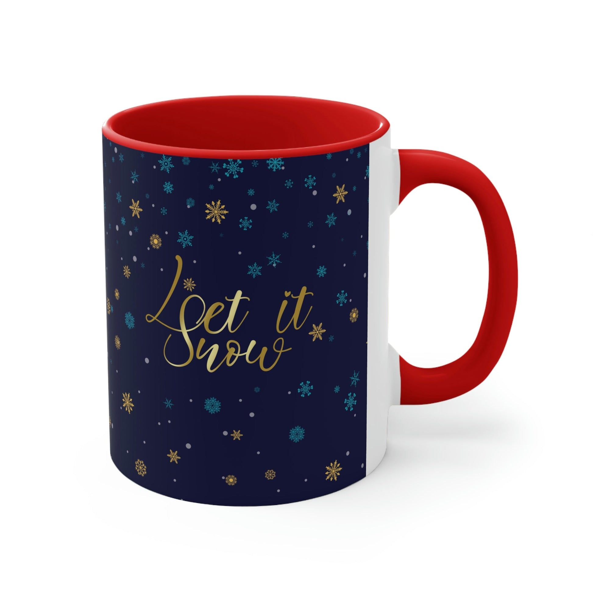 Let it Snow Pattern Christmas Typography Classic Accent Coffee Mug 11oz Ichaku [Perfect Gifts Selection]