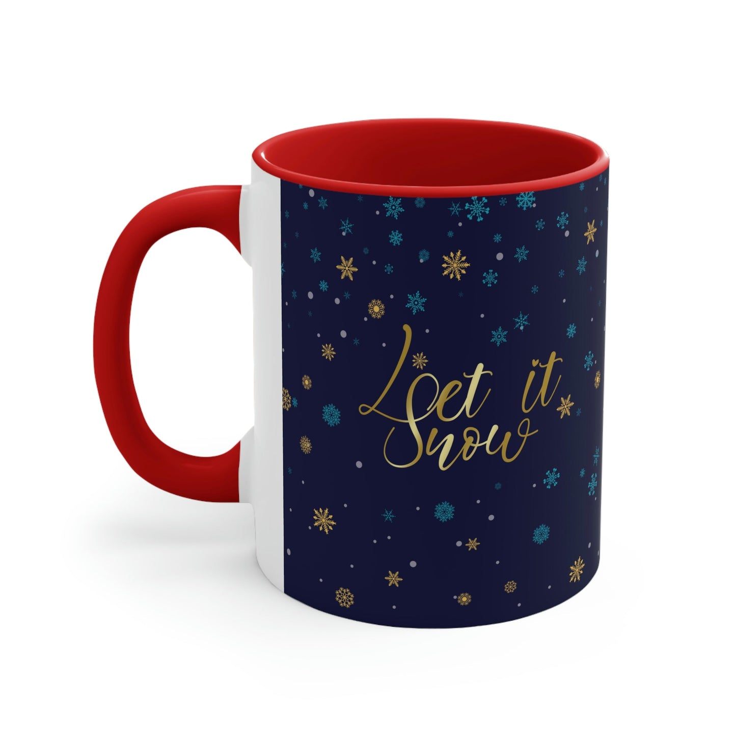 Let it Snow Pattern Christmas Typography Classic Accent Coffee Mug 11oz Ichaku [Perfect Gifts Selection]