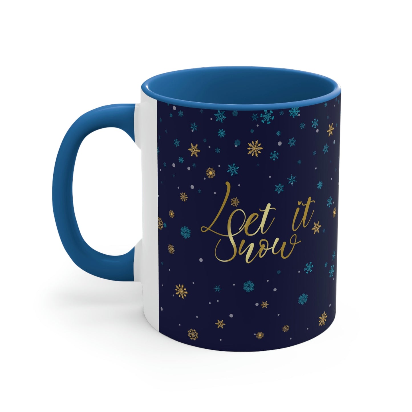 Let it Snow Pattern Christmas Typography Classic Accent Coffee Mug 11oz Ichaku [Perfect Gifts Selection]