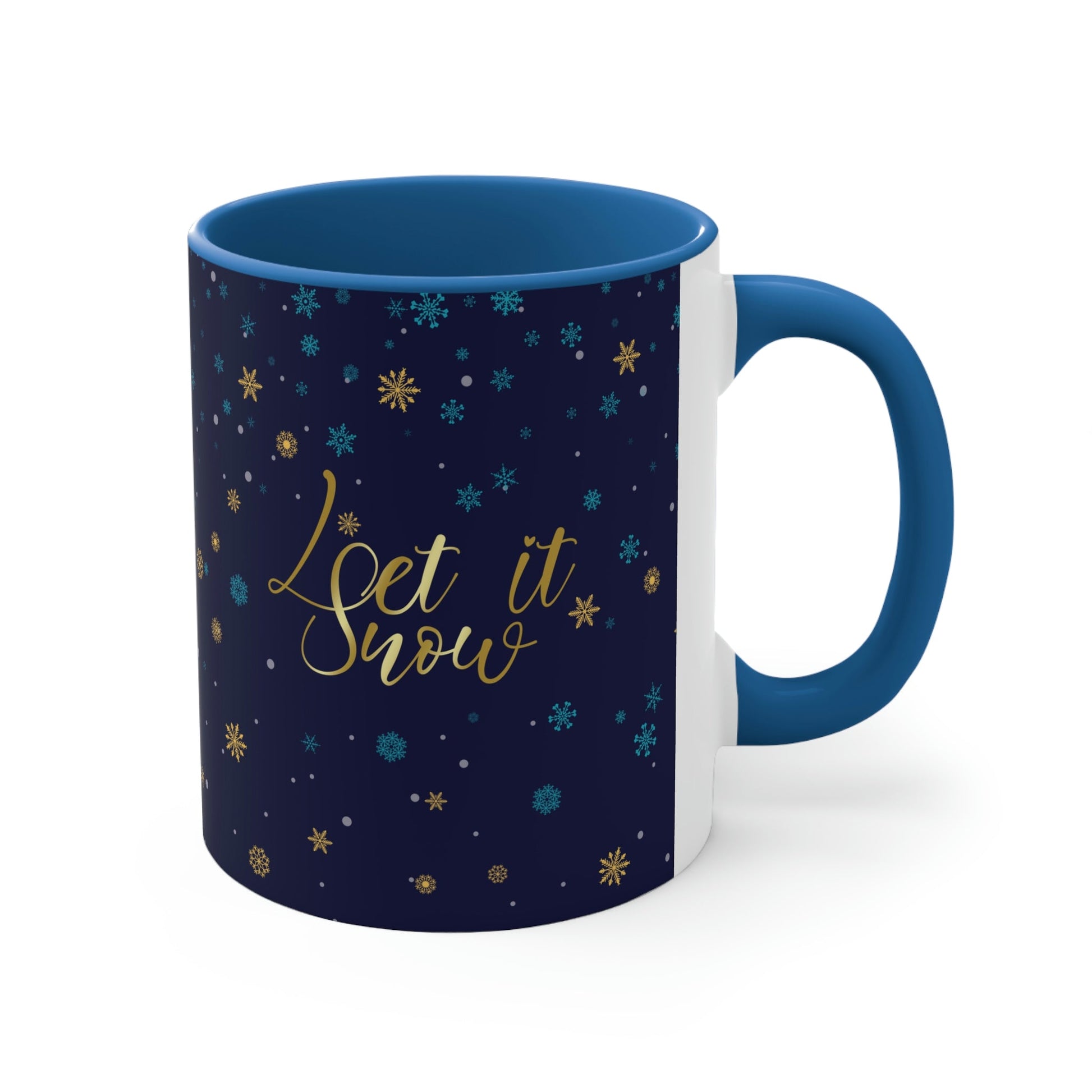 Let it Snow Pattern Christmas Typography Classic Accent Coffee Mug 11oz Ichaku [Perfect Gifts Selection]