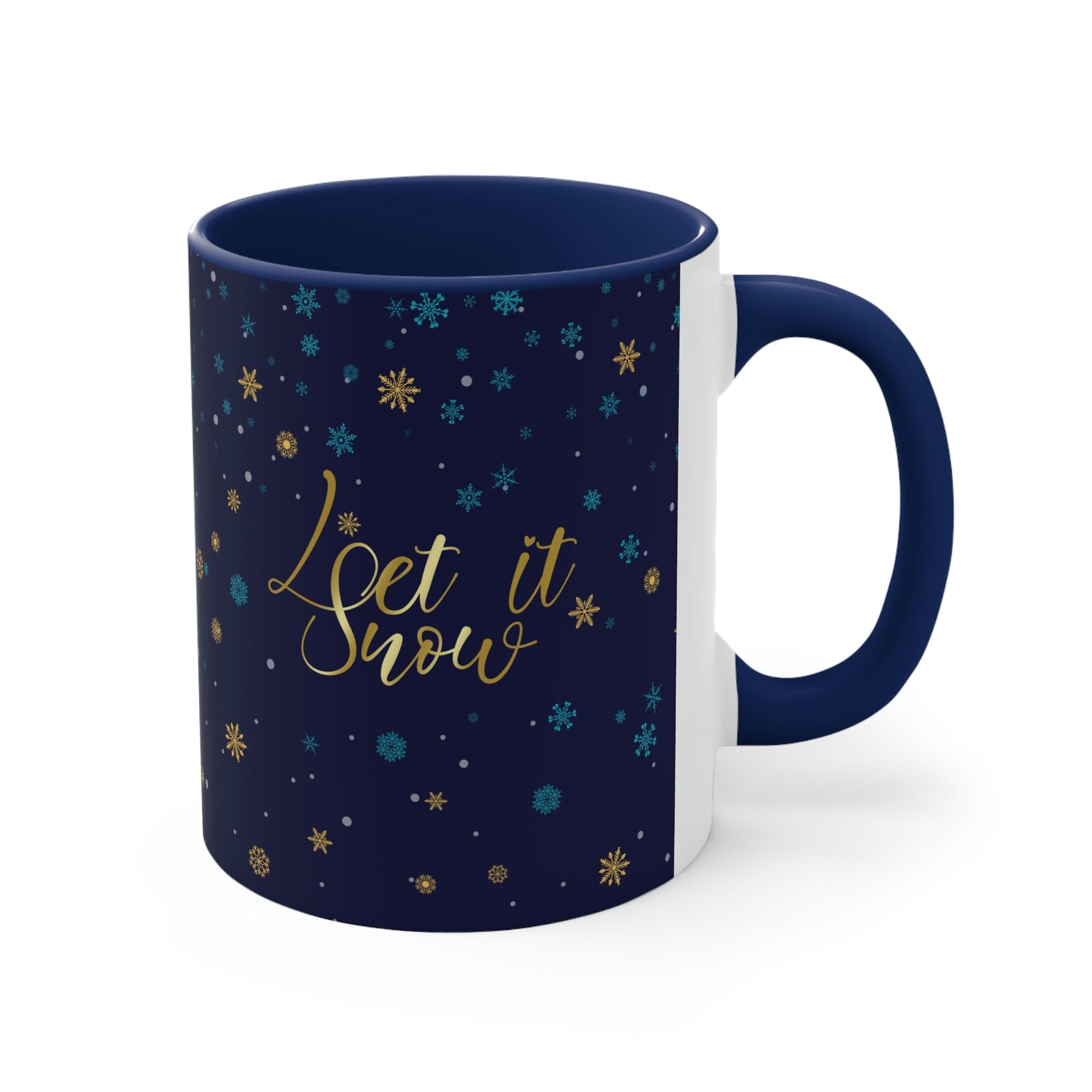 Let it Snow Pattern Christmas Typography Classic Accent Coffee Mug 11oz Ichaku [Perfect Gifts Selection]