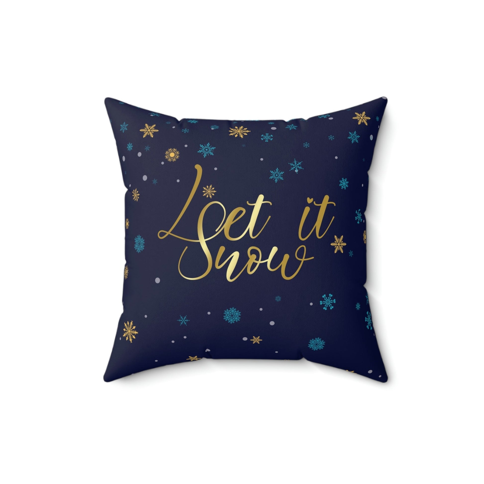 Let it Snow Pattern Christmas Typography Spun Polyester Square Pillow Ichaku [Perfect Gifts Selection]