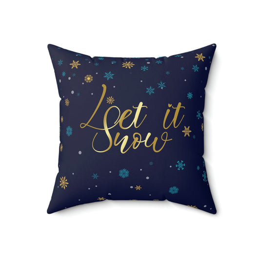 Let it Snow Pattern Christmas Typography Spun Polyester Square Pillow Ichaku [Perfect Gifts Selection]