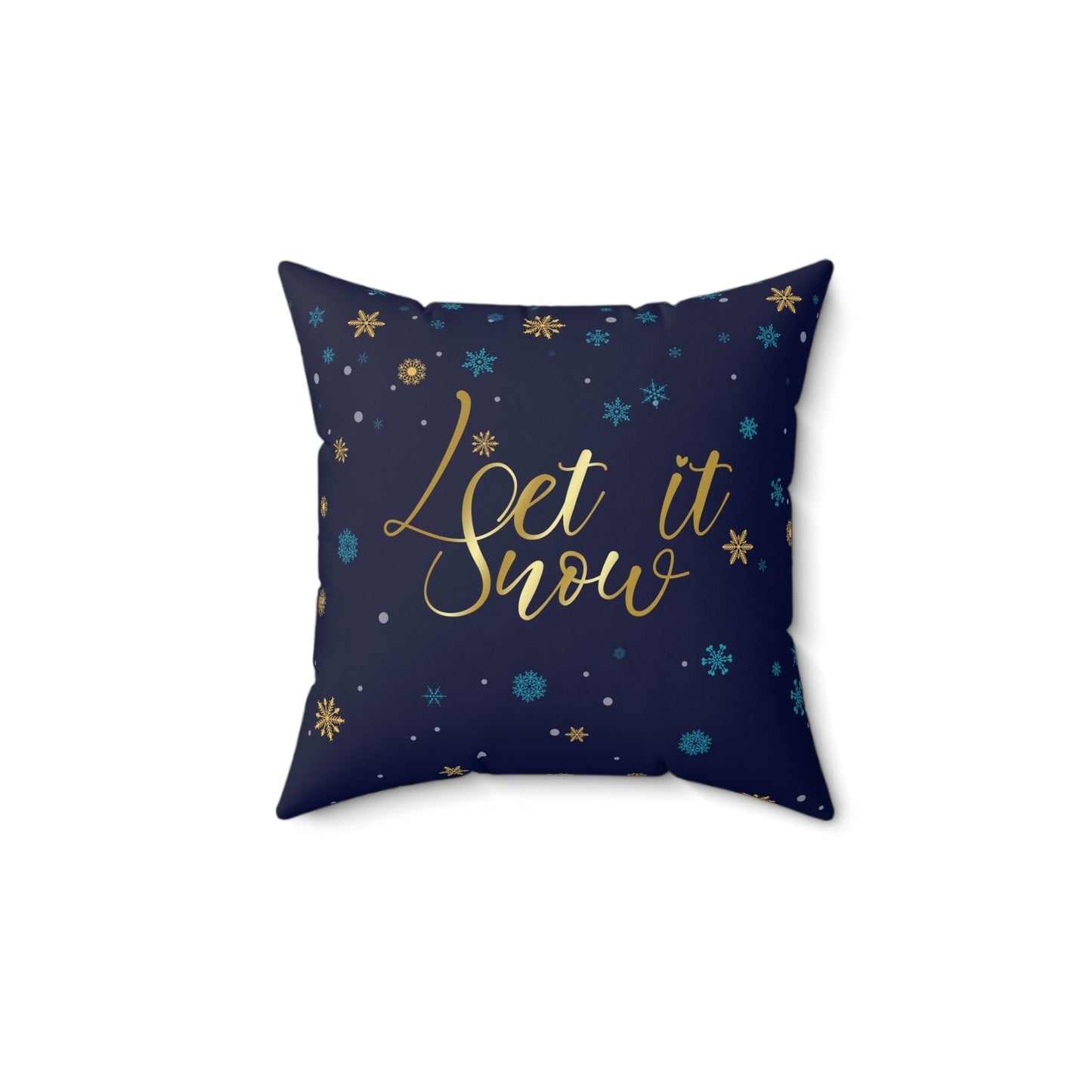 Let it Snow Pattern Christmas Typography Spun Polyester Square Pillow Ichaku [Perfect Gifts Selection]