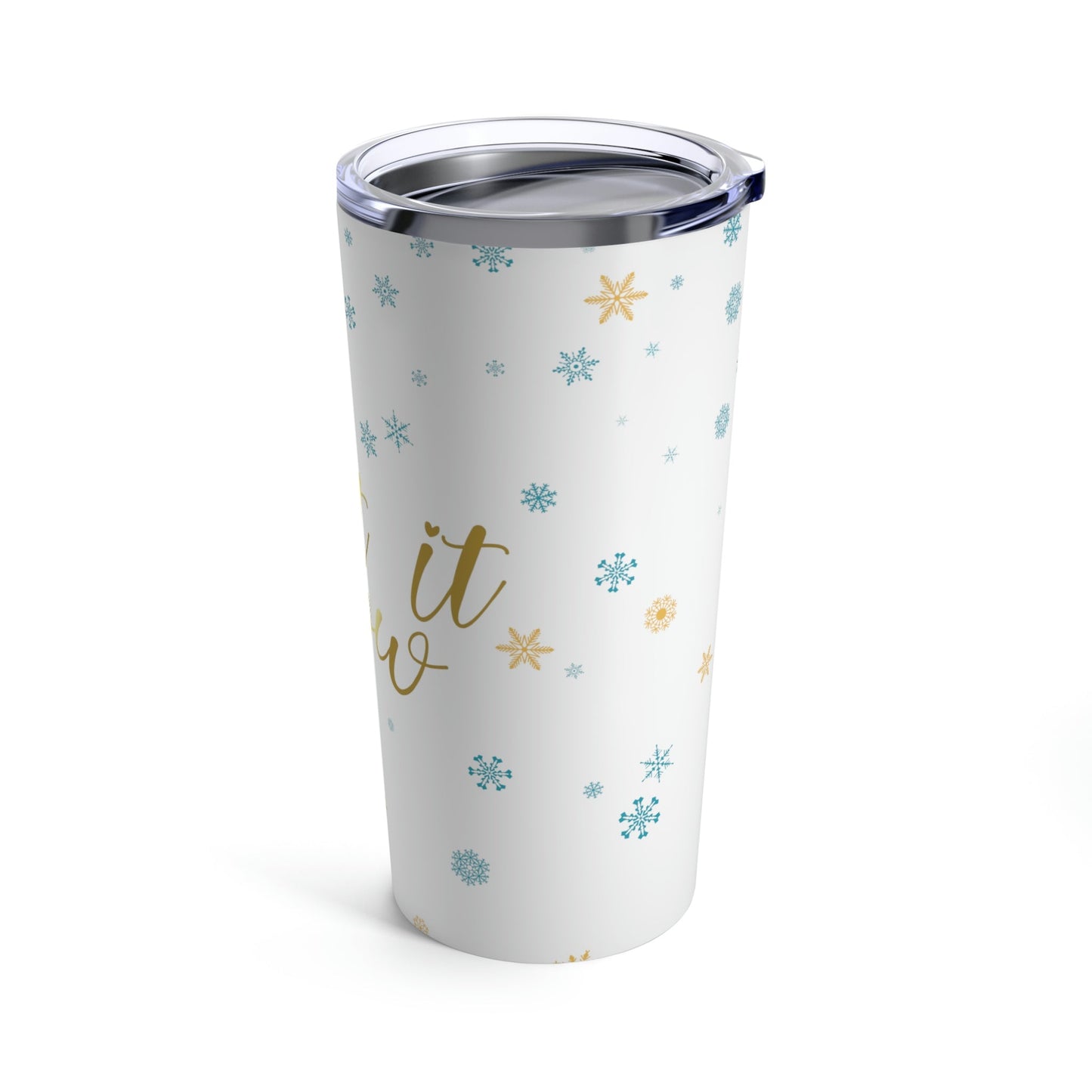 Let it Snow Pattern Christmas Typography Stainless Steel Hot or Cold Vacuum Tumbler 20oz Ichaku [Perfect Gifts Selection]