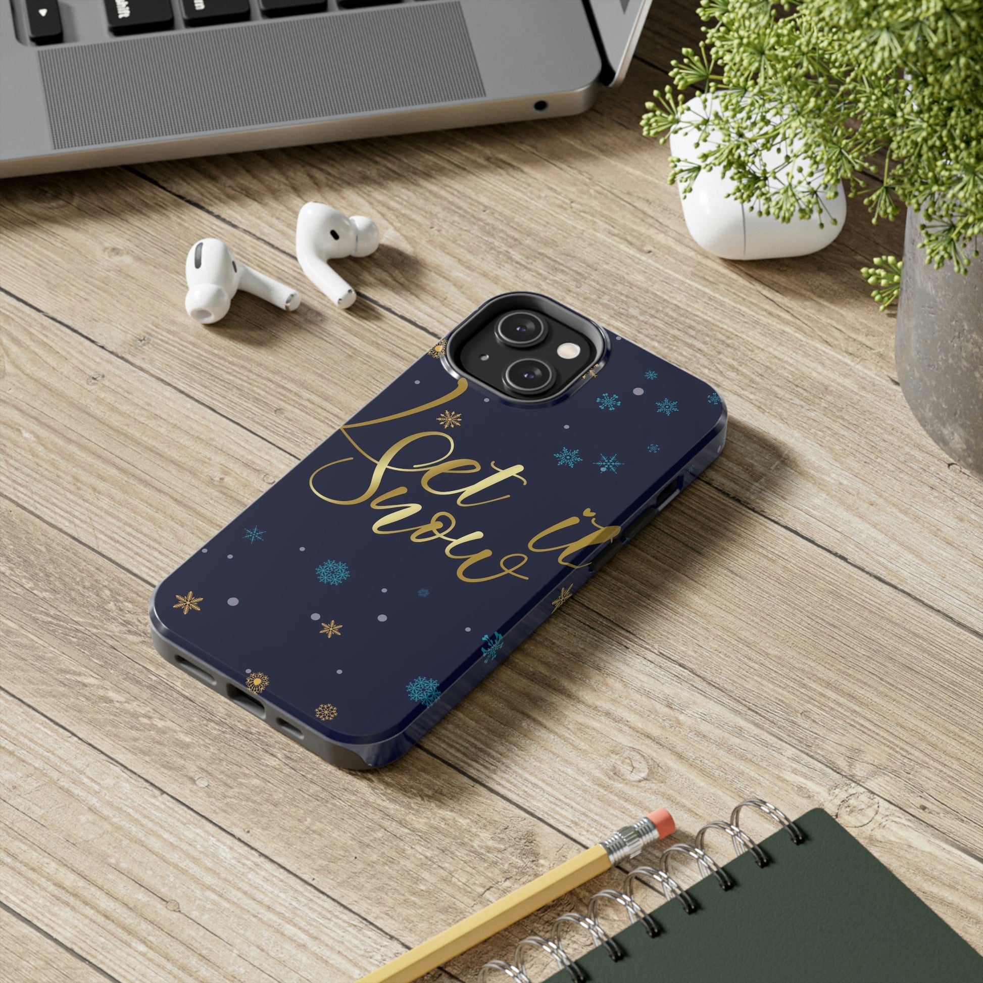 Let it Snow Pattern Christmas Typography Tough Phone Cases Case-Mate Ichaku [Perfect Gifts Selection]