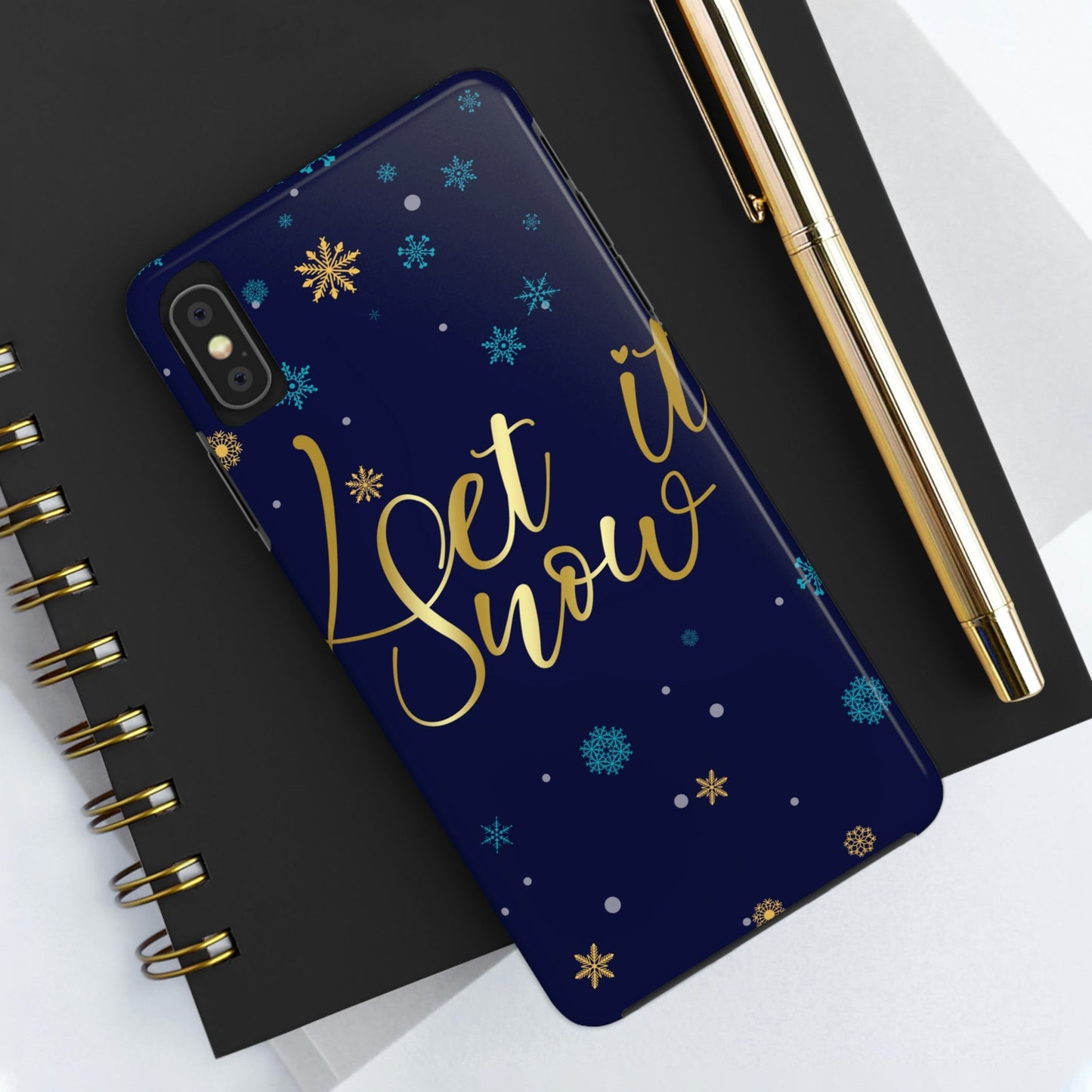 Let it Snow Pattern Christmas Typography Tough Phone Cases Case-Mate Ichaku [Perfect Gifts Selection]