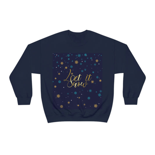 Let it Snow Pattern Christmas Typography Unisex Heavy Blend™ Crewneck Sweatshirt Ichaku [Perfect Gifts Selection]