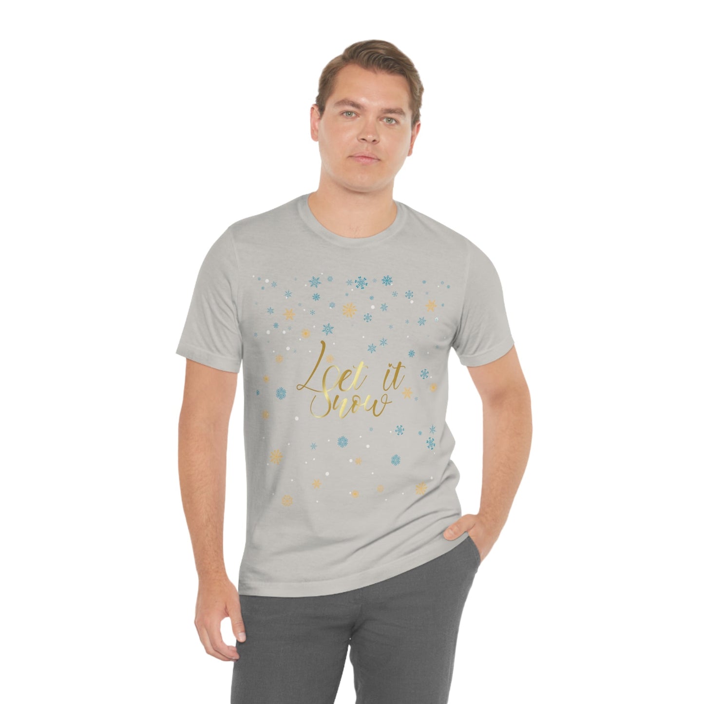 Let it Snow Pattern Christmas Typography Unisex Jersey Short Sleeve T-Shirt Ichaku [Perfect Gifts Selection]