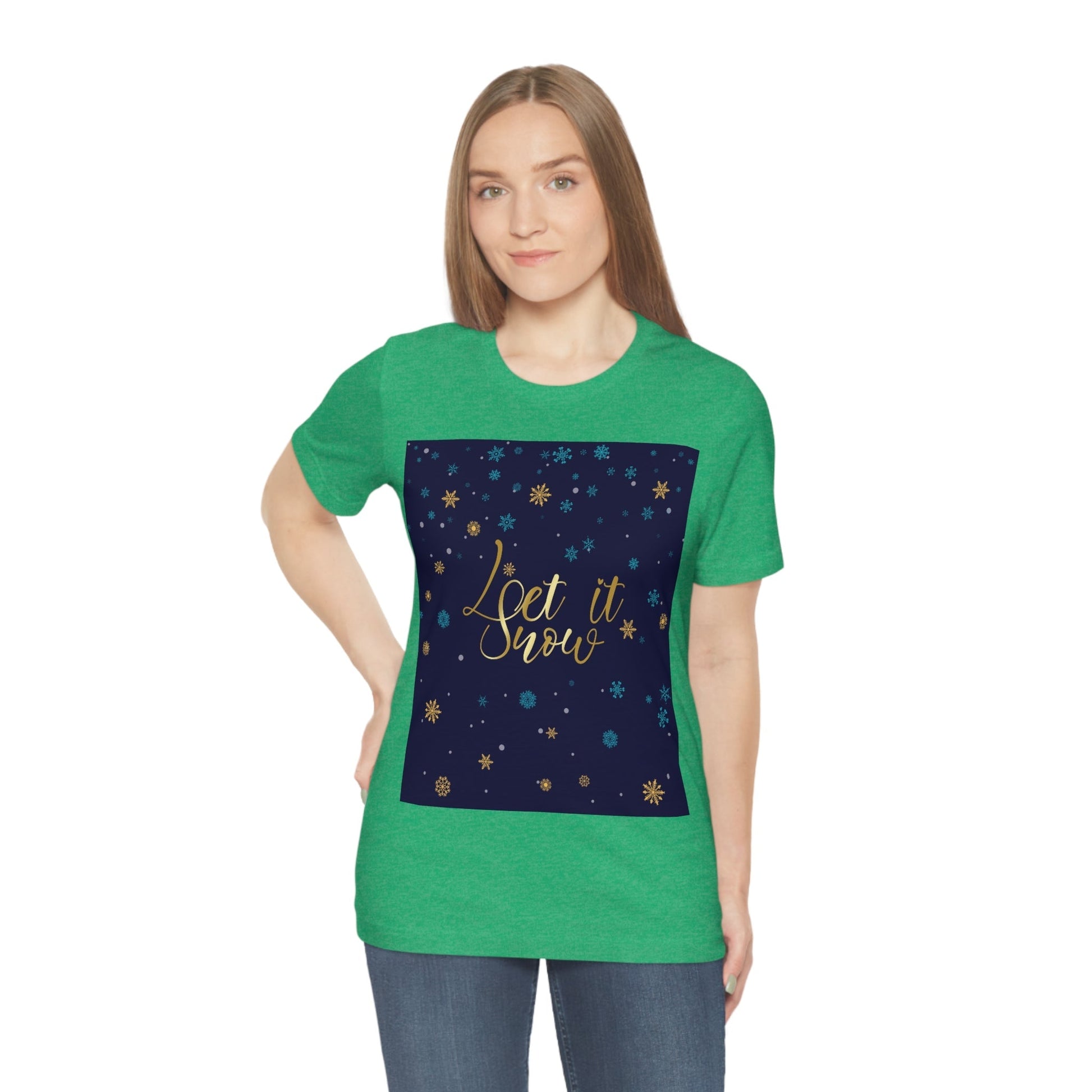 Let it Snow Pattern Christmas Typography Unisex Jersey Short Sleeve T-Shirt Ichaku [Perfect Gifts Selection]