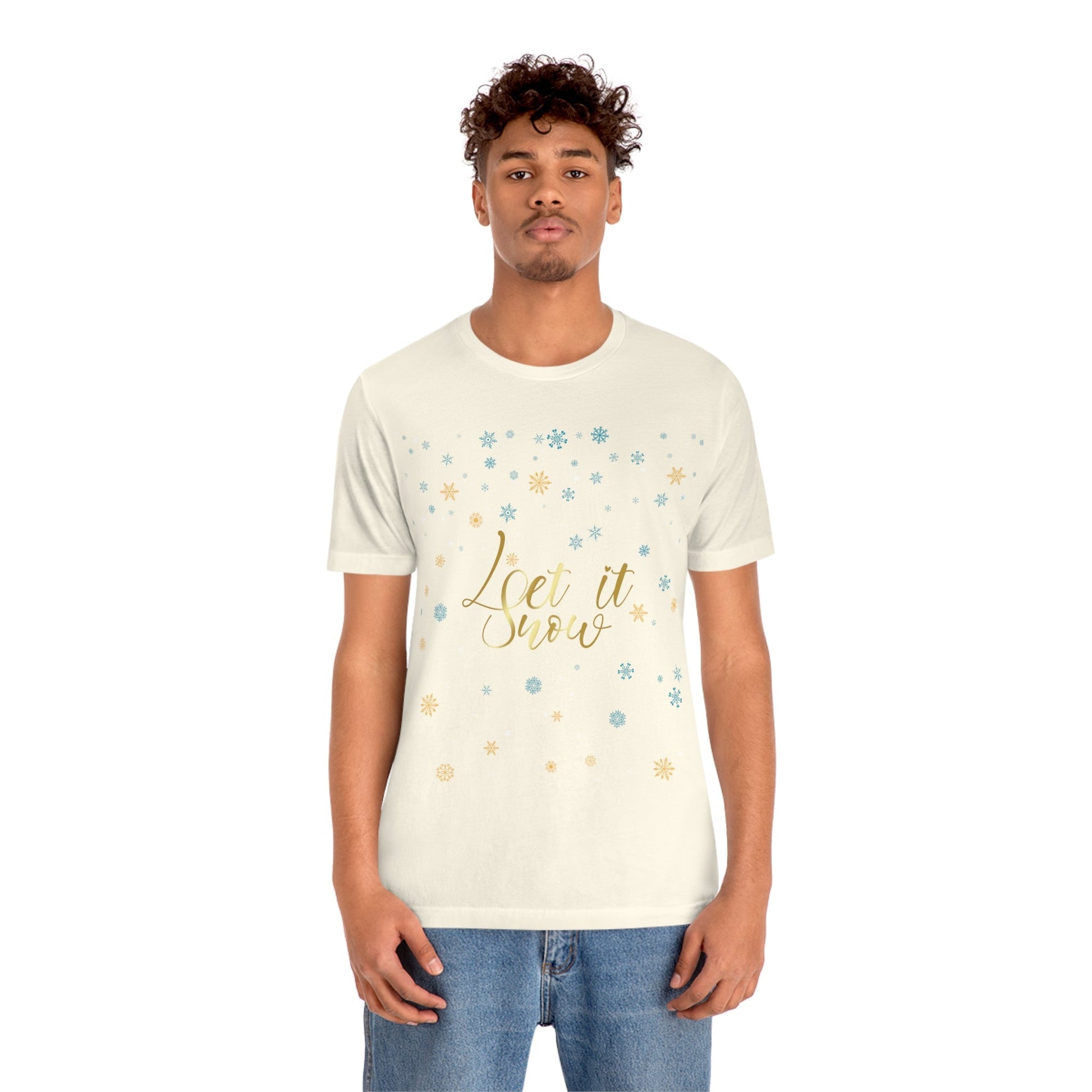 Let it Snow Pattern Christmas Typography Unisex Jersey Short Sleeve T-Shirt Ichaku [Perfect Gifts Selection]