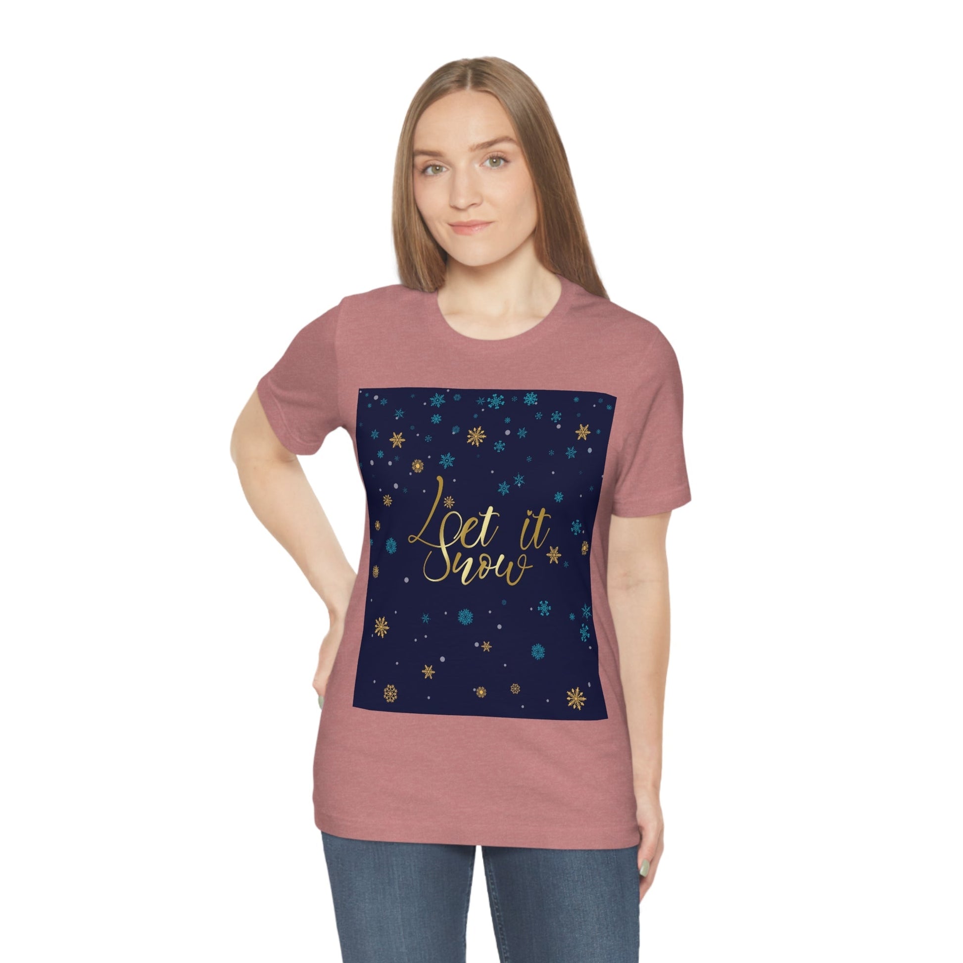 Let it Snow Pattern Christmas Typography Unisex Jersey Short Sleeve T-Shirt Ichaku [Perfect Gifts Selection]