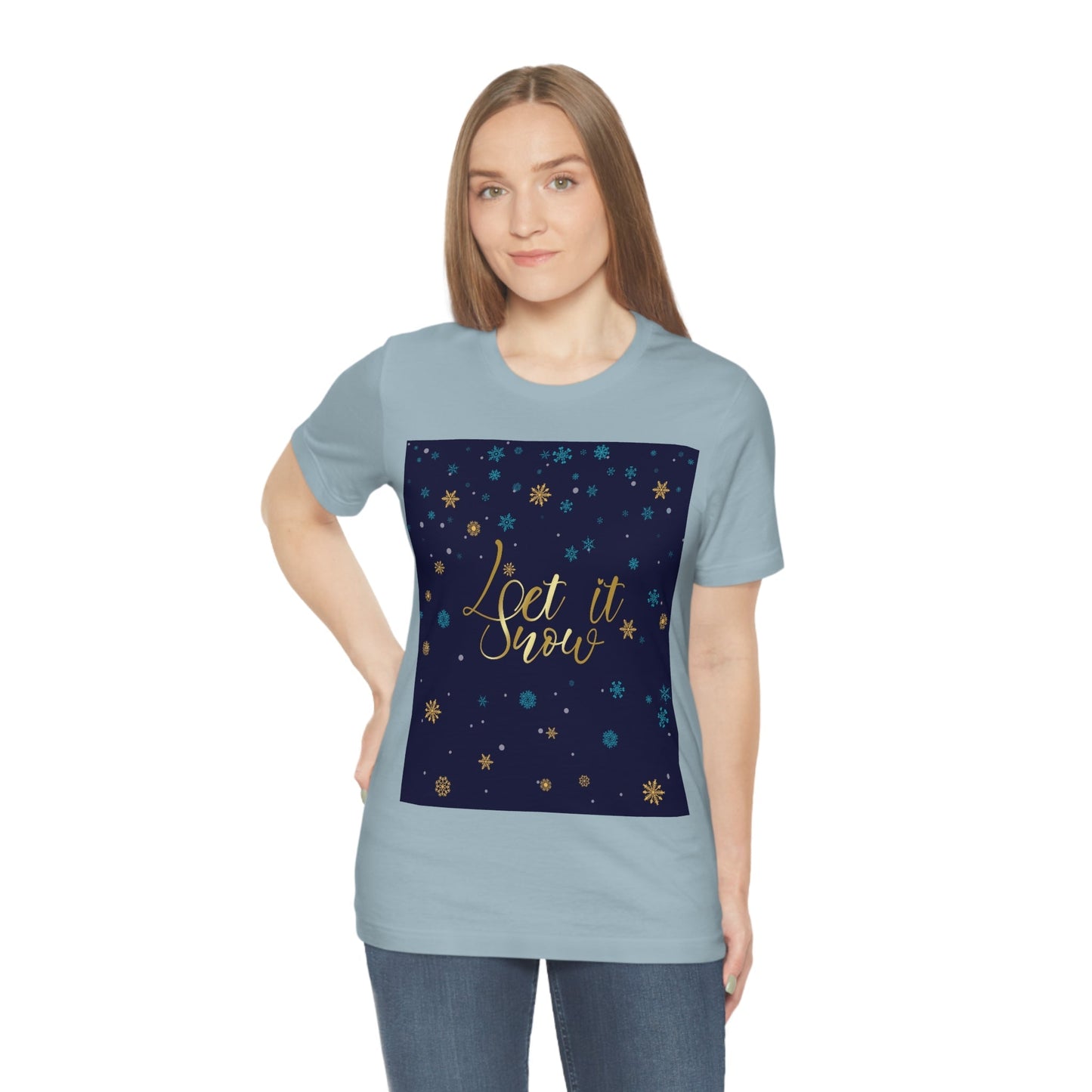 Let it Snow Pattern Christmas Typography Unisex Jersey Short Sleeve T-Shirt Ichaku [Perfect Gifts Selection]