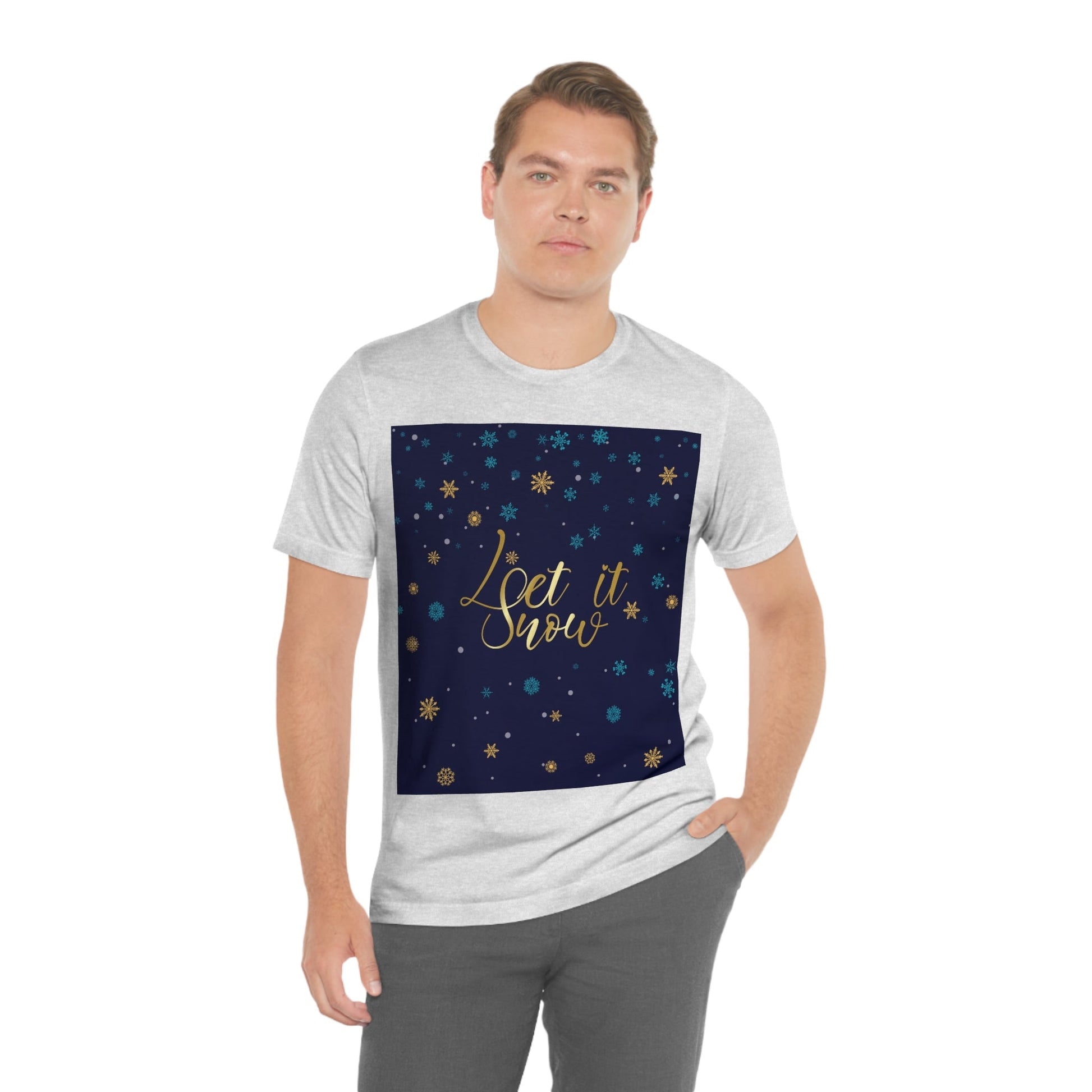 Let it Snow Pattern Christmas Typography Unisex Jersey Short Sleeve T-Shirt Ichaku [Perfect Gifts Selection]