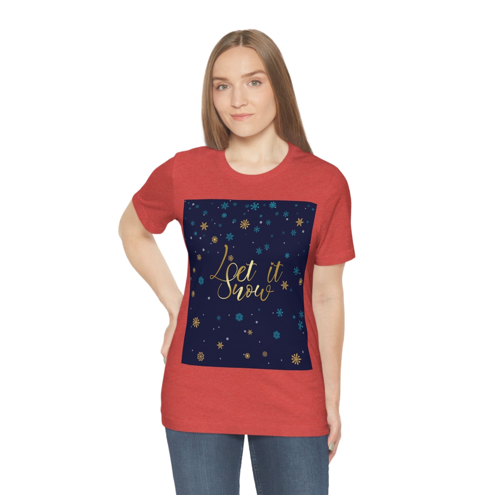 Let it Snow Pattern Christmas Typography Unisex Jersey Short Sleeve T-Shirt Ichaku [Perfect Gifts Selection]