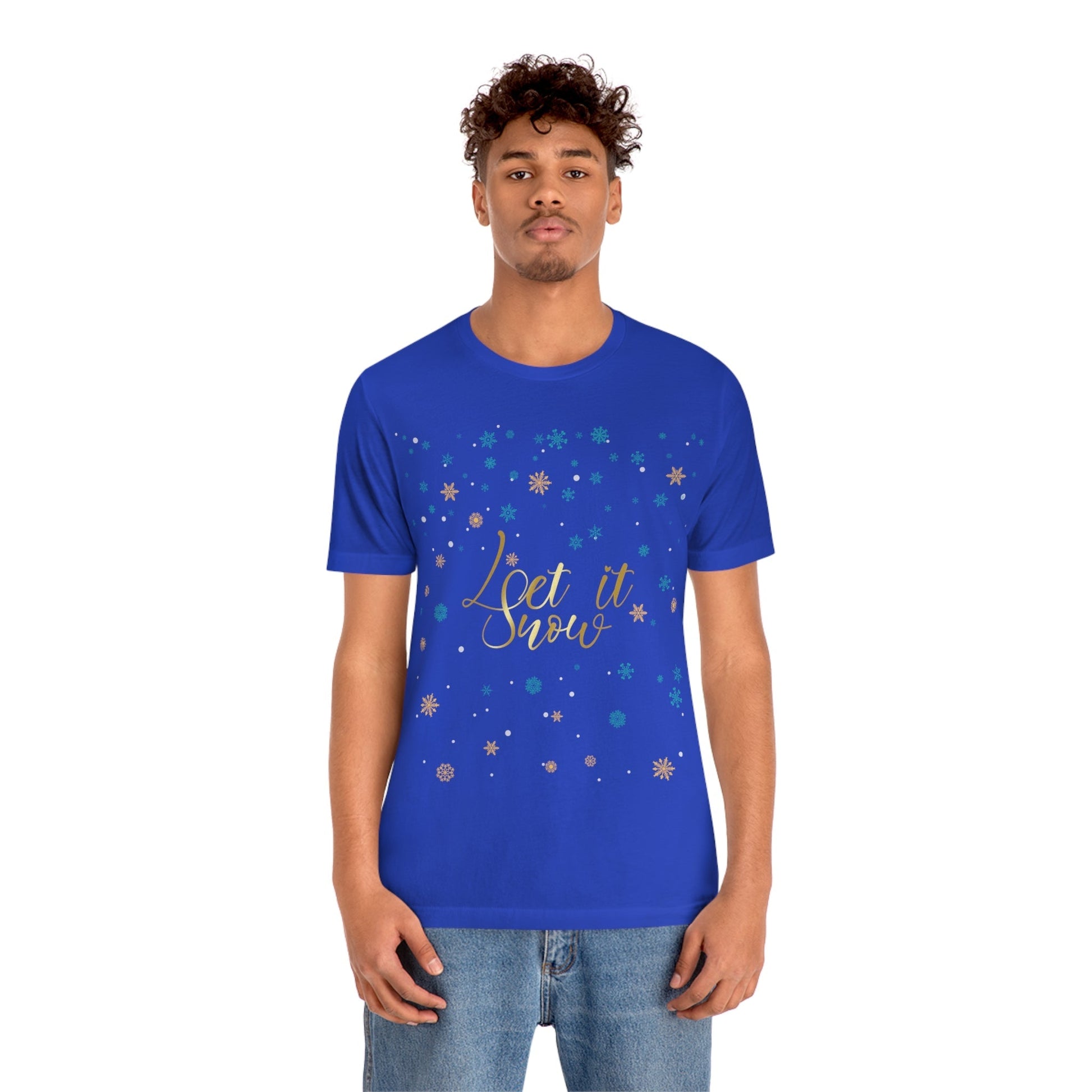 Let it Snow Pattern Christmas Typography Unisex Jersey Short Sleeve T-Shirt Ichaku [Perfect Gifts Selection]