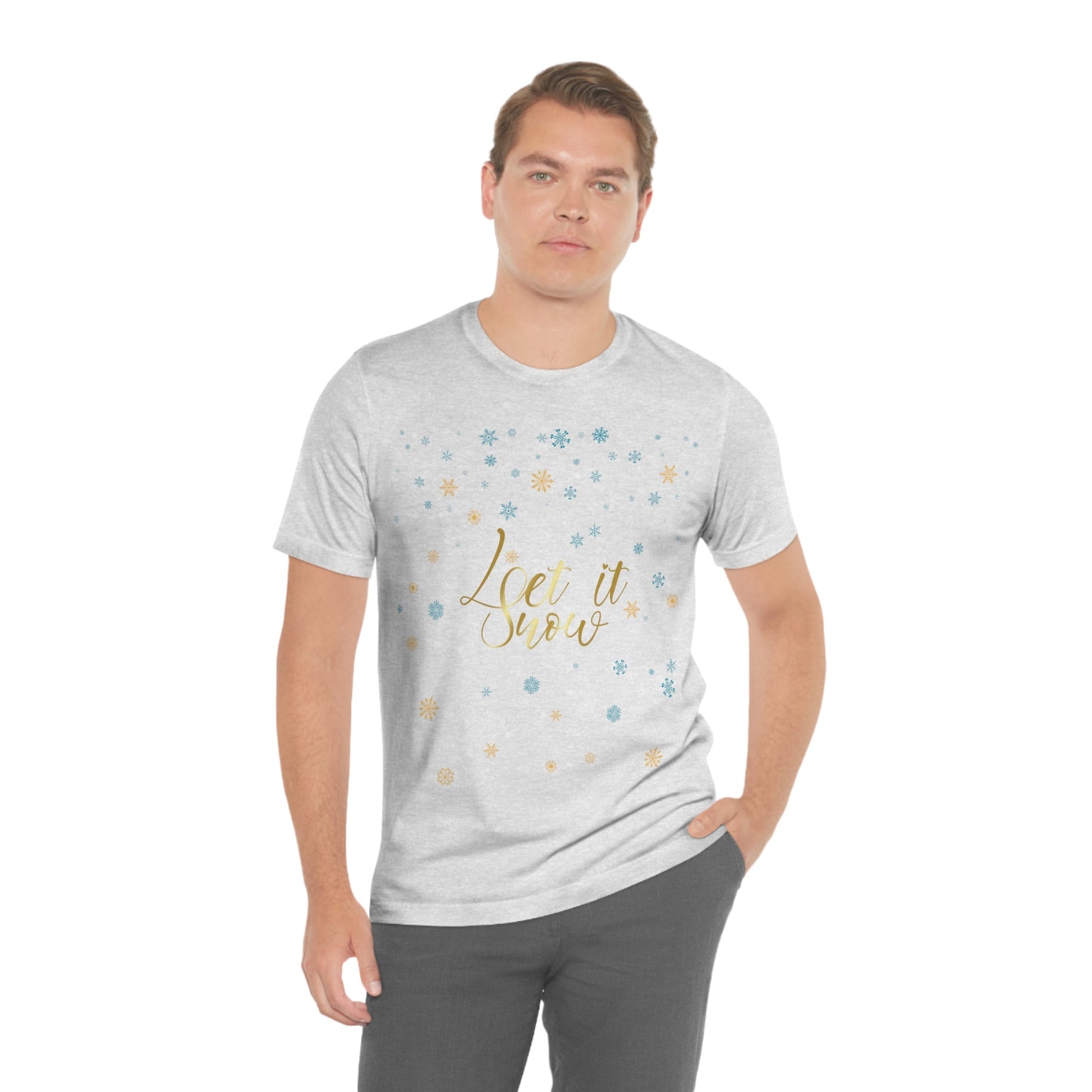 Let it Snow Pattern Christmas Typography Unisex Jersey Short Sleeve T-Shirt Ichaku [Perfect Gifts Selection]