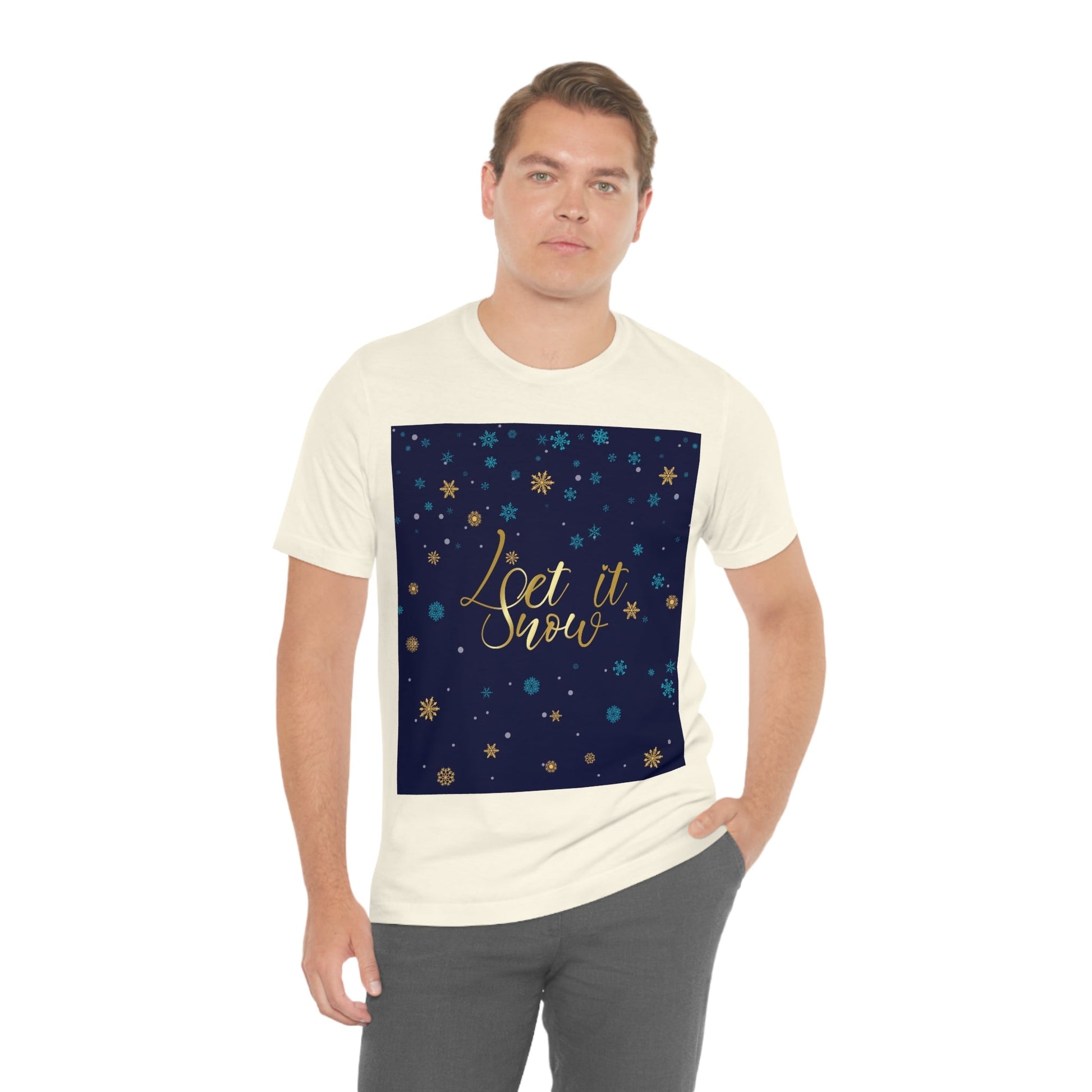 Let it Snow Pattern Christmas Typography Unisex Jersey Short Sleeve T-Shirt Ichaku [Perfect Gifts Selection]