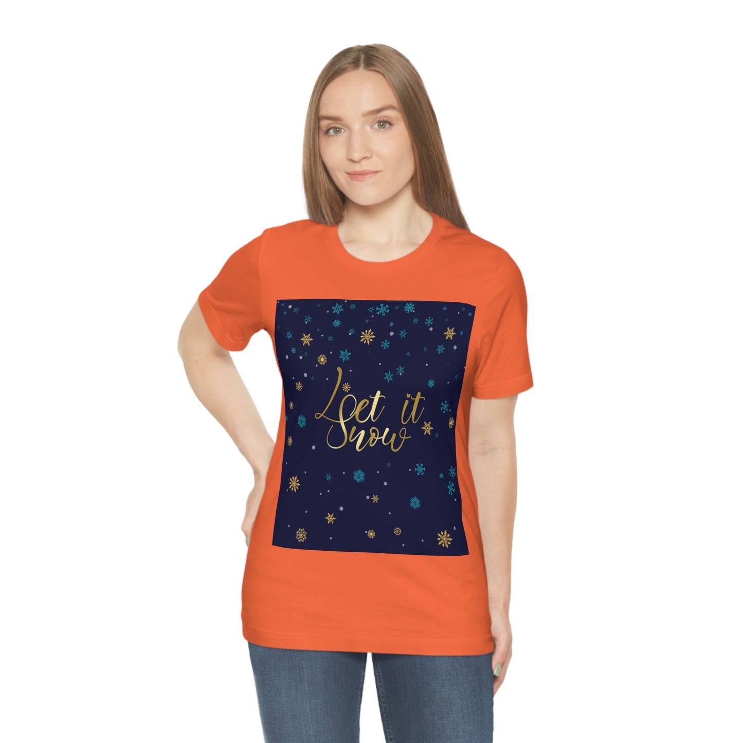 Let it Snow Pattern Christmas Typography Unisex Jersey Short Sleeve T-Shirt Ichaku [Perfect Gifts Selection]