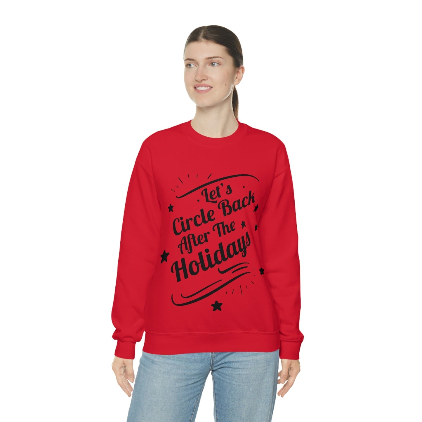 Let`s Circle Back After the Holidays Funny Christmas Black Text Unisex Heavy Blend™ Crewneck Sweatshirt Ichaku [Perfect Gifts Selection]