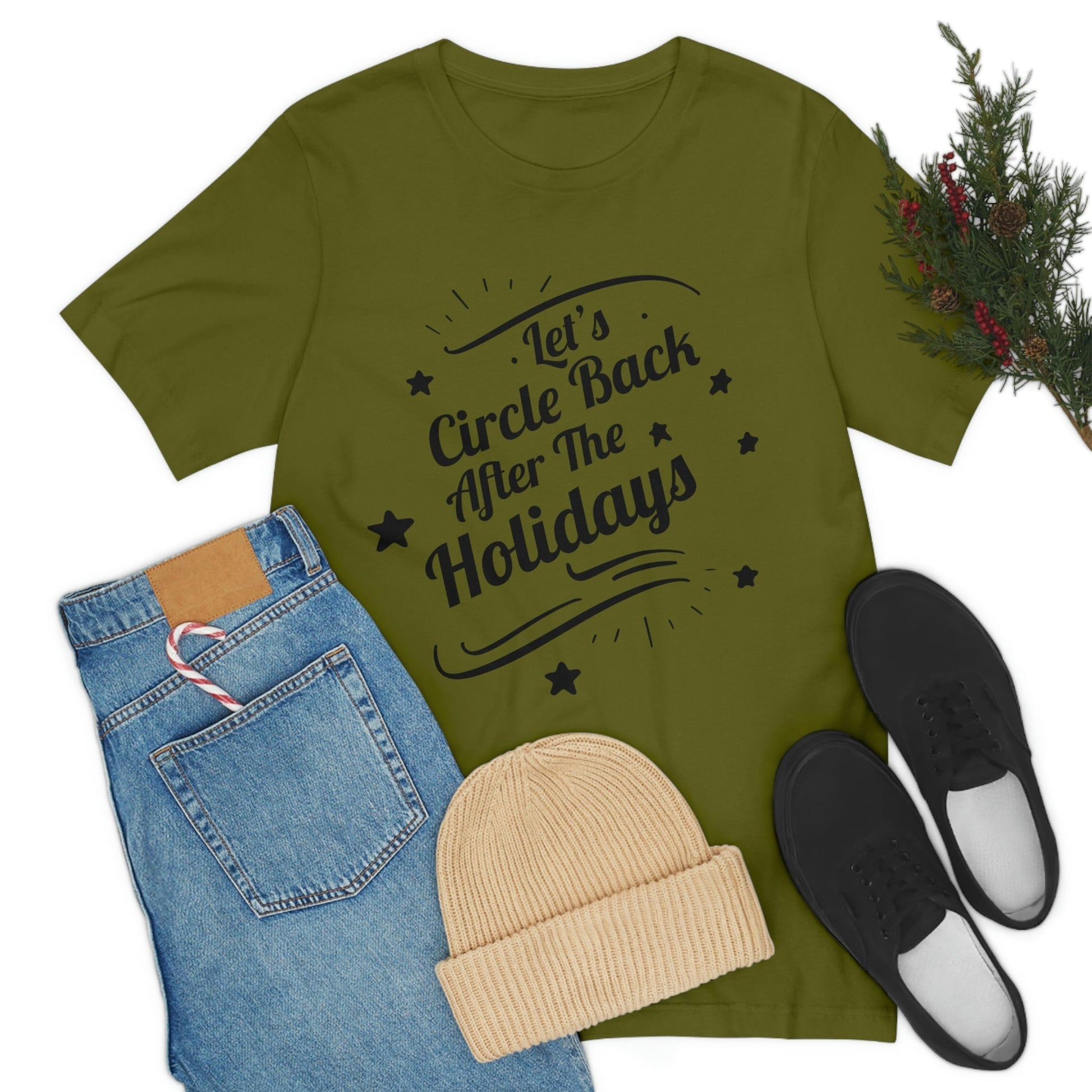 Let`s Circle Back After the Holidays Funny Christmas Quotes Unisex Jersey Short Sleeve T-Shirt Ichaku [Perfect Gifts Selection]