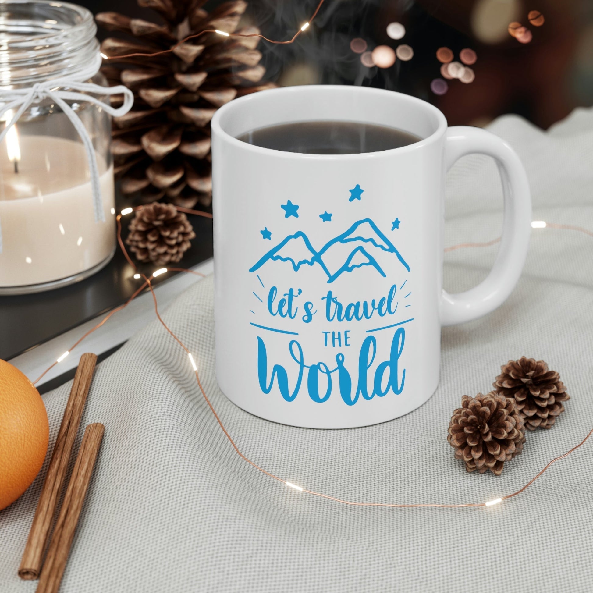 Let`s Travel the World Vacation Landscape Explore Ceramic Mug 11oz Ichaku [Perfect Gifts Selection]