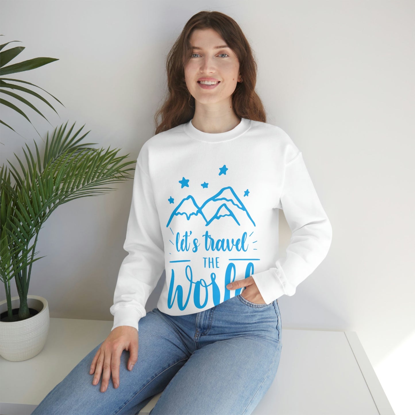 Let`s Travel the World Vacation Landscape Explore Unisex Heavy Blend™ Crewneck Sweatshirt Ichaku [Perfect Gifts Selection]