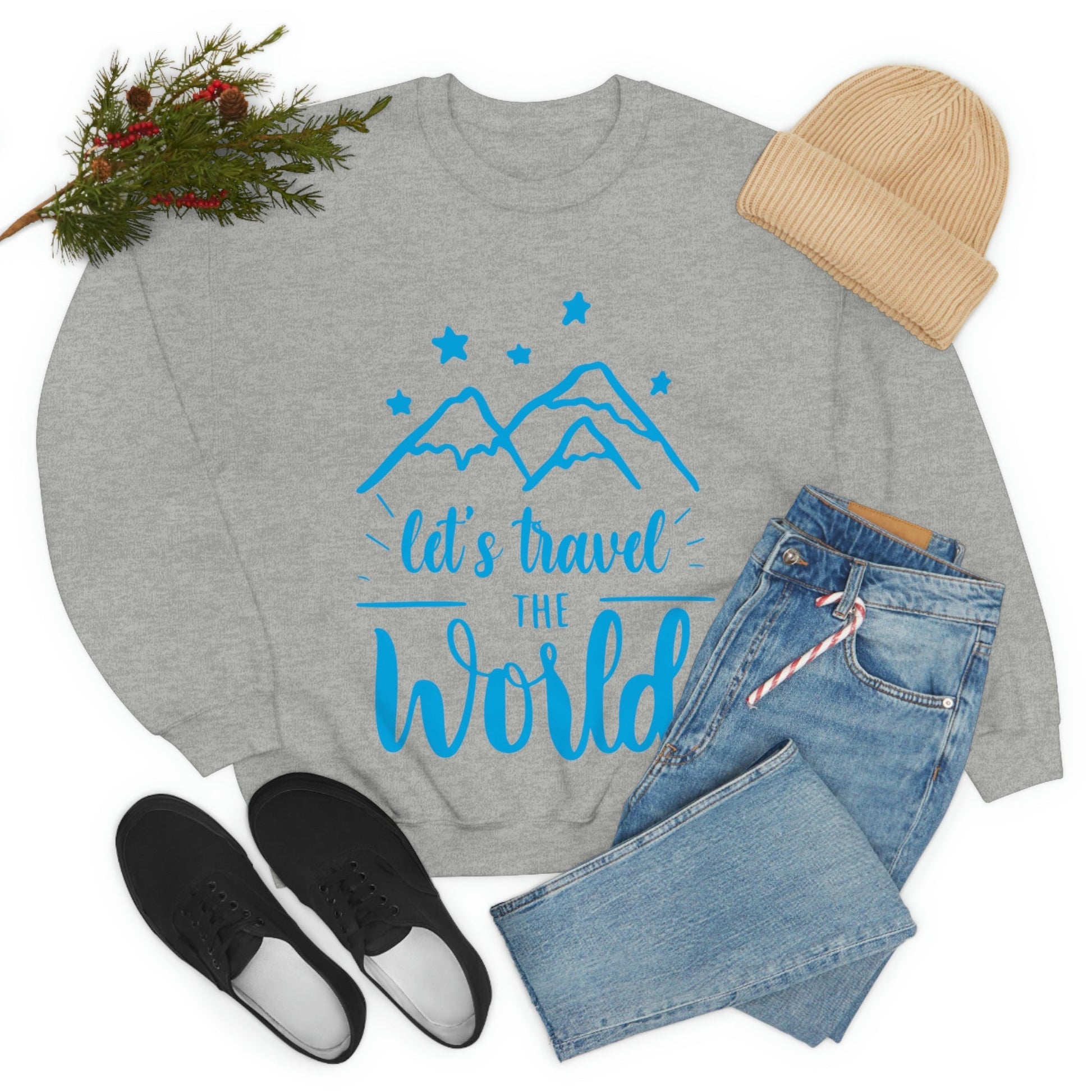 Let`s Travel the World Vacation Landscape Explore Unisex Heavy Blend™ Crewneck Sweatshirt Ichaku [Perfect Gifts Selection]