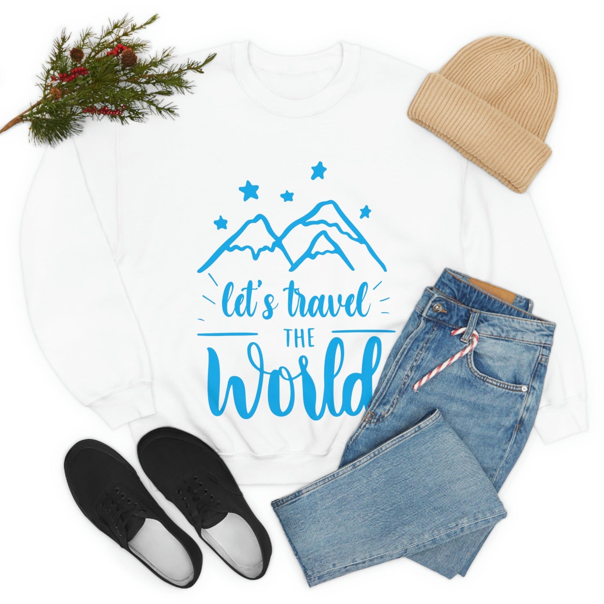 Let`s Travel the World Vacation Landscape Explore Unisex Heavy Blend™ Crewneck Sweatshirt Ichaku [Perfect Gifts Selection]