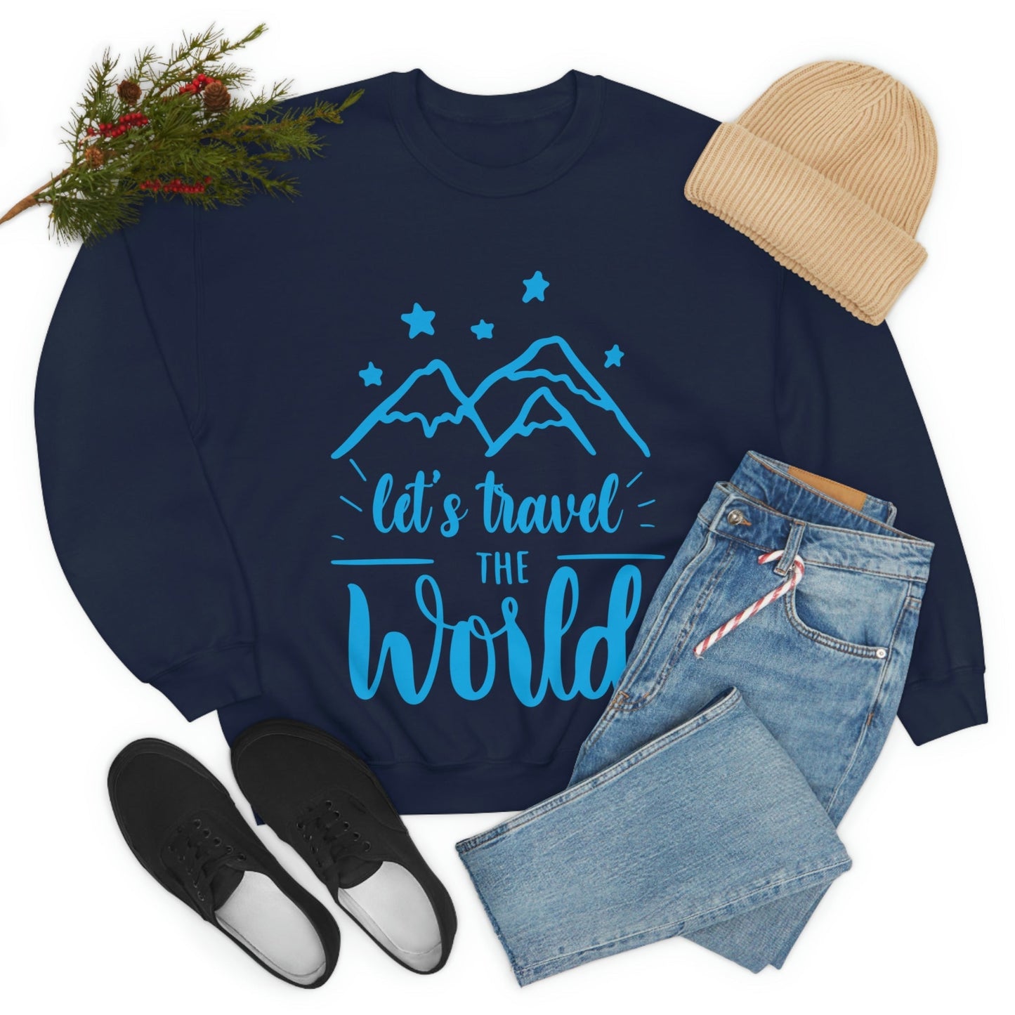 Let`s Travel the World Vacation Landscape Explore Unisex Heavy Blend™ Crewneck Sweatshirt Ichaku [Perfect Gifts Selection]