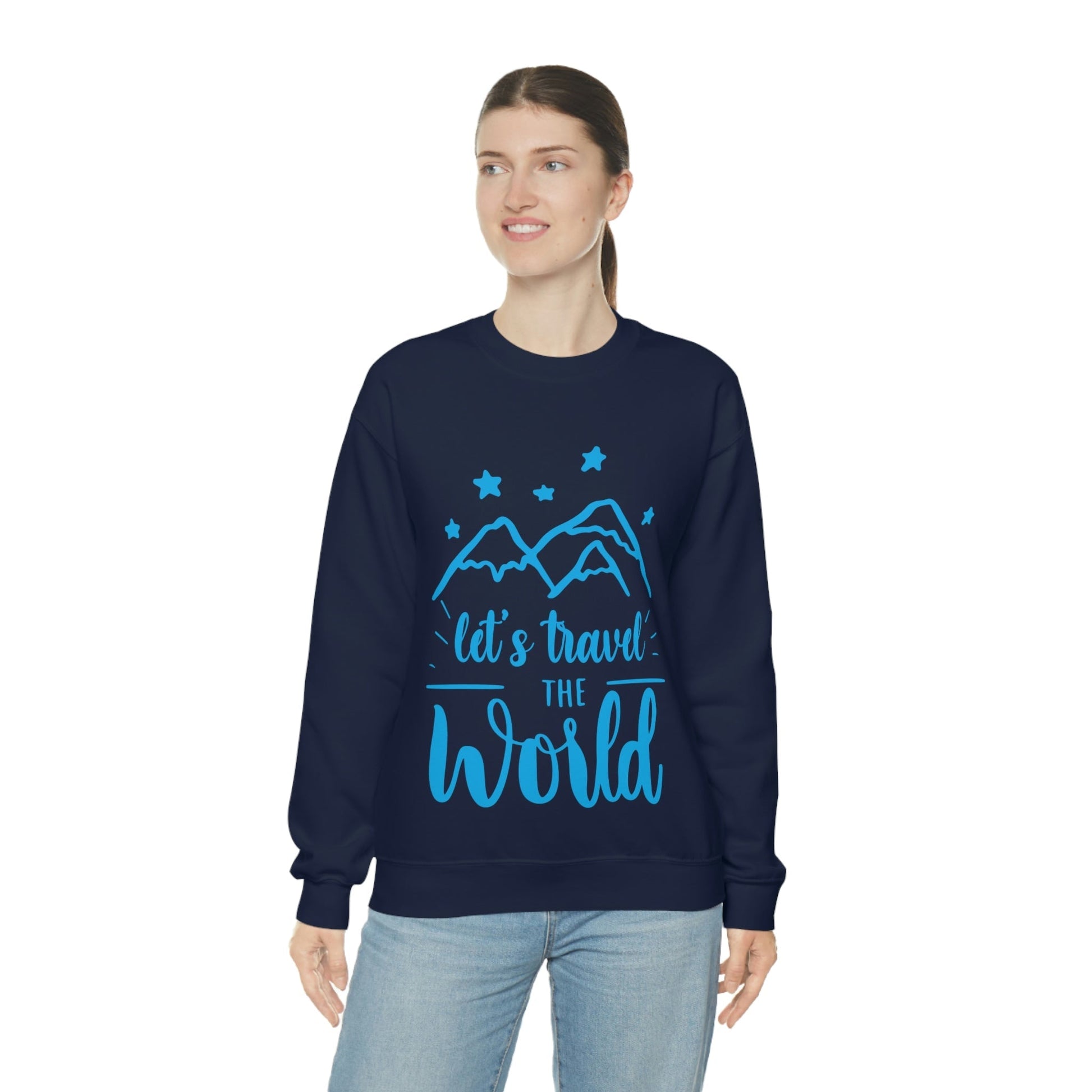 Let`s Travel the World Vacation Landscape Explore Unisex Heavy Blend™ Crewneck Sweatshirt Ichaku [Perfect Gifts Selection]