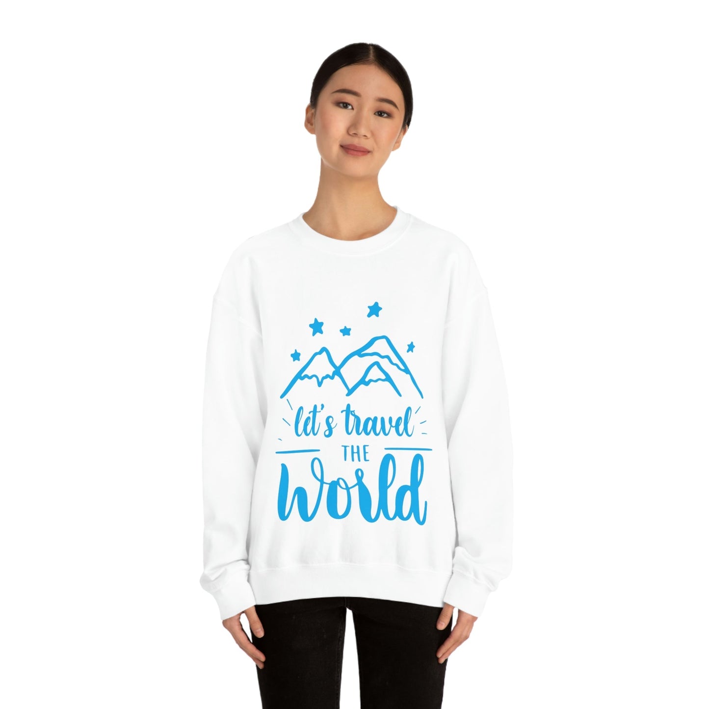 Let`s Travel the World Vacation Landscape Explore Unisex Heavy Blend™ Crewneck Sweatshirt Ichaku [Perfect Gifts Selection]