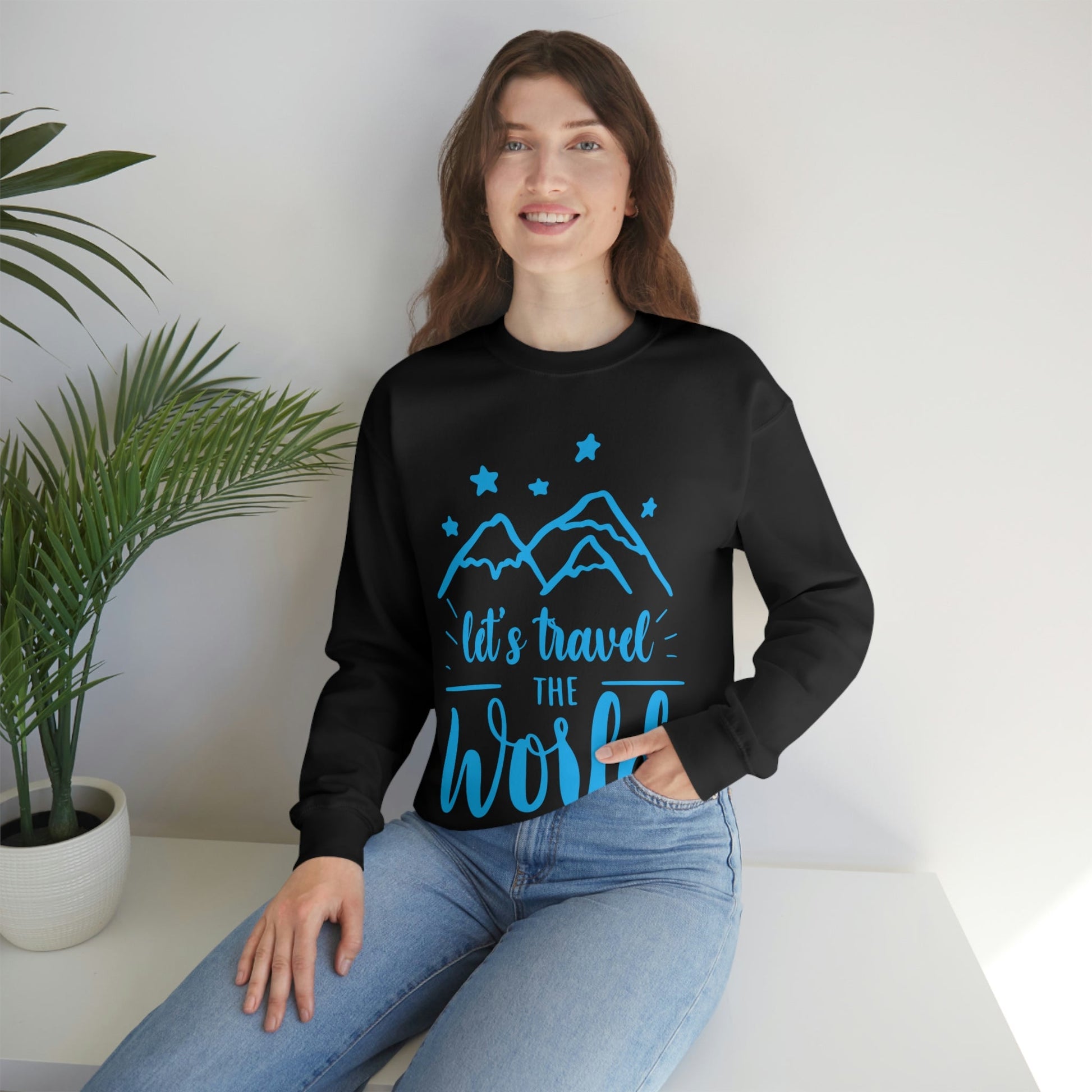 Let`s Travel the World Vacation Landscape Explore Unisex Heavy Blend™ Crewneck Sweatshirt Ichaku [Perfect Gifts Selection]