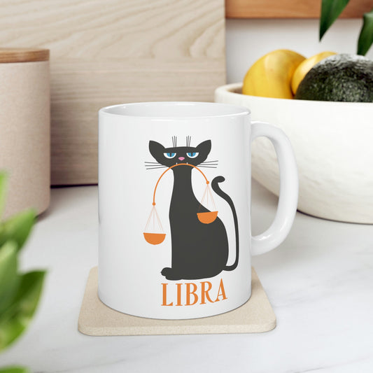 Libra Cat Zodiac Sign  Ceramic Mug 11oz Ichaku [Perfect Gifts Selection]