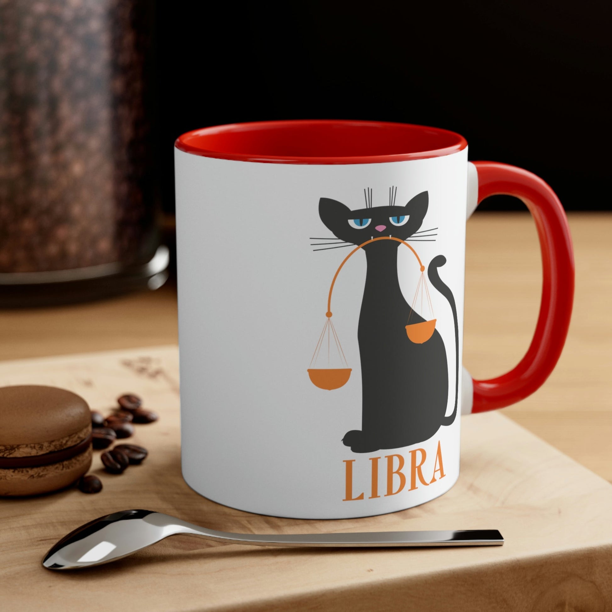 Libra Cat Zodiac Sign Classic Accent Coffee Mug 11oz Ichaku [Perfect Gifts Selection]