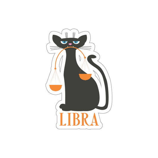 Libra Cat Zodiac Sign Die-Cut Sticker Ichaku [Perfect Gifts Selection]