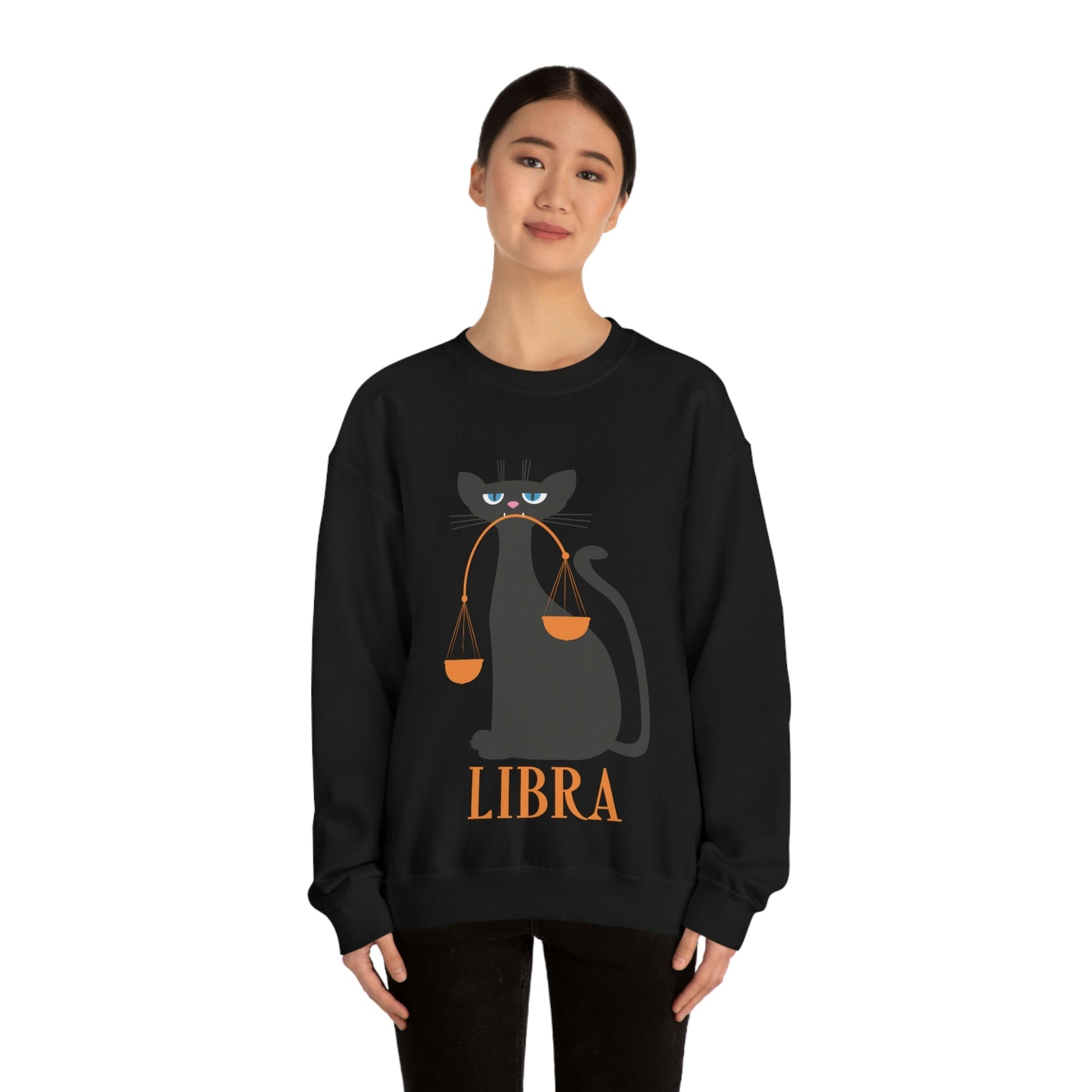 Libra Cat Zodiac Sign Unisex Heavy Blend™ Crewneck Sweatshirt Ichaku [Perfect Gifts Selection]