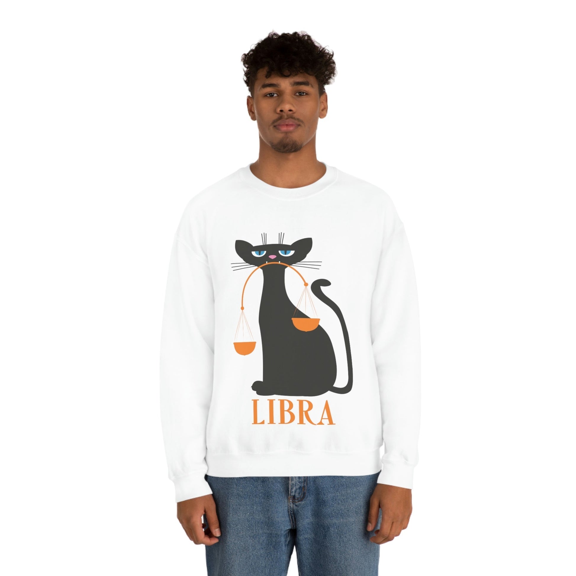 Libra Cat Zodiac Sign Unisex Heavy Blend™ Crewneck Sweatshirt Ichaku [Perfect Gifts Selection]