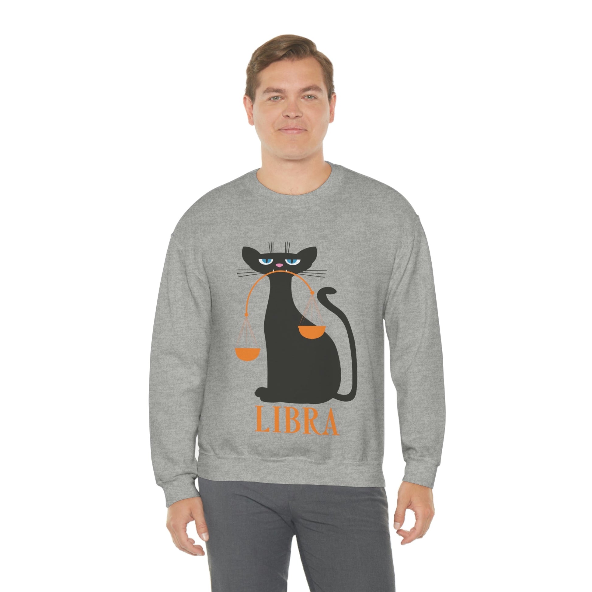 Libra Cat Zodiac Sign Unisex Heavy Blend™ Crewneck Sweatshirt Ichaku [Perfect Gifts Selection]