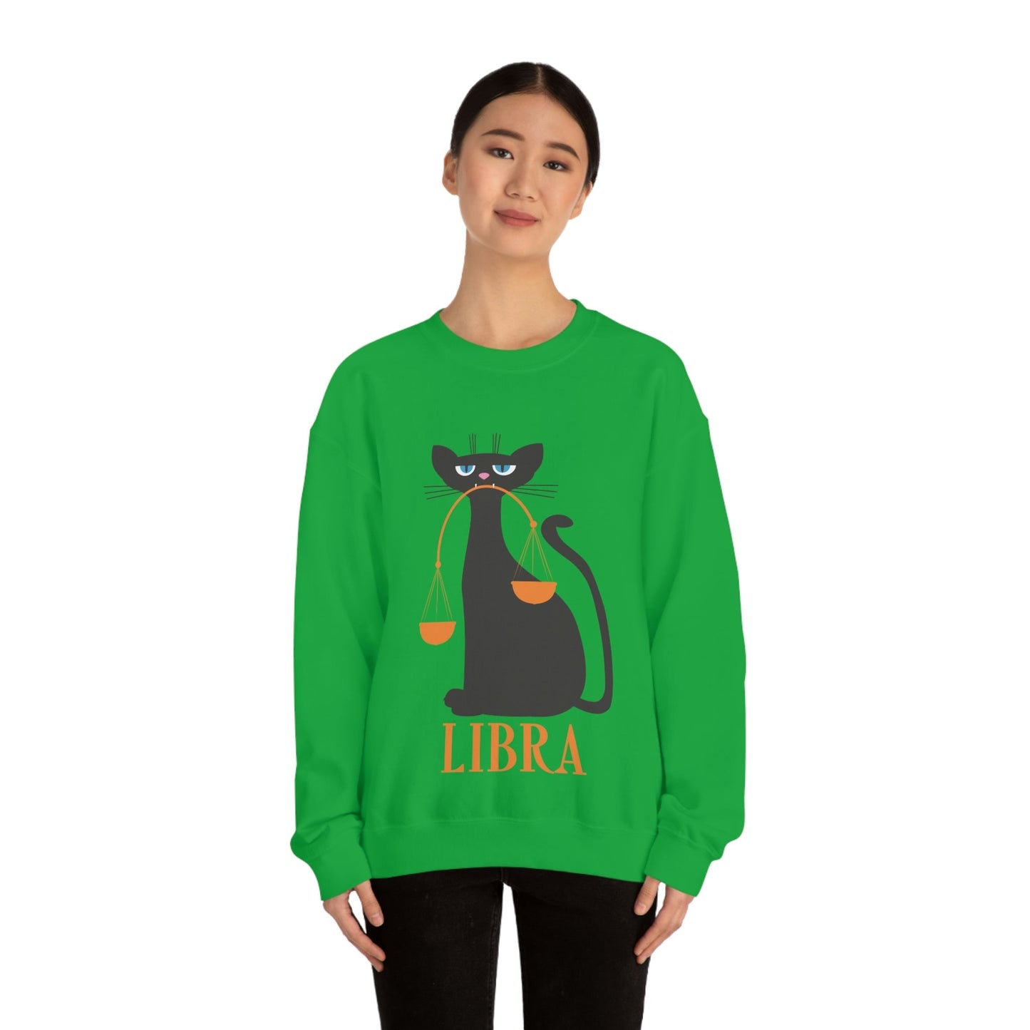 Libra Cat Zodiac Sign Unisex Heavy Blend™ Crewneck Sweatshirt Ichaku [Perfect Gifts Selection]