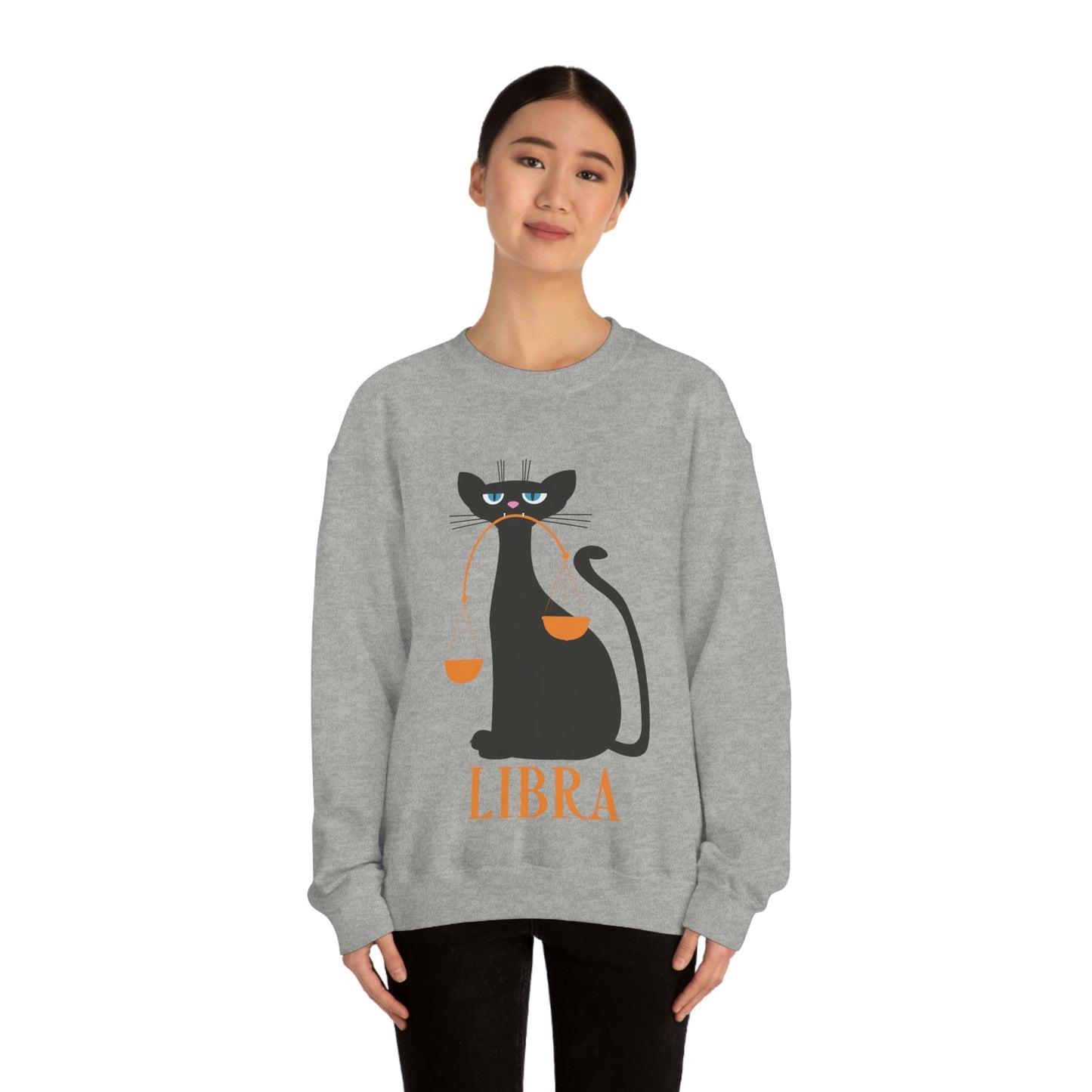 Libra Cat Zodiac Sign Unisex Heavy Blend™ Crewneck Sweatshirt Ichaku [Perfect Gifts Selection]