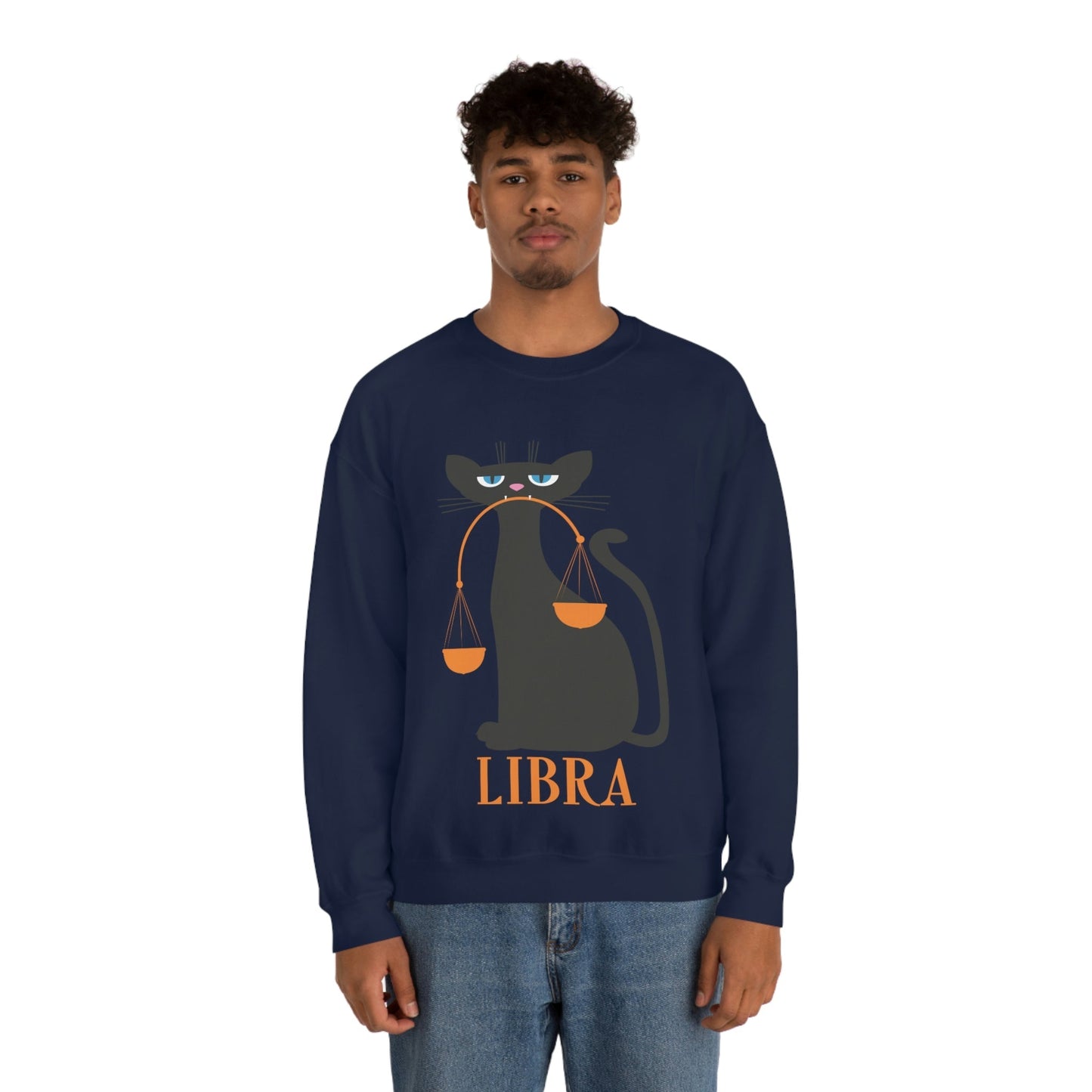 Libra Cat Zodiac Sign Unisex Heavy Blend™ Crewneck Sweatshirt Ichaku [Perfect Gifts Selection]